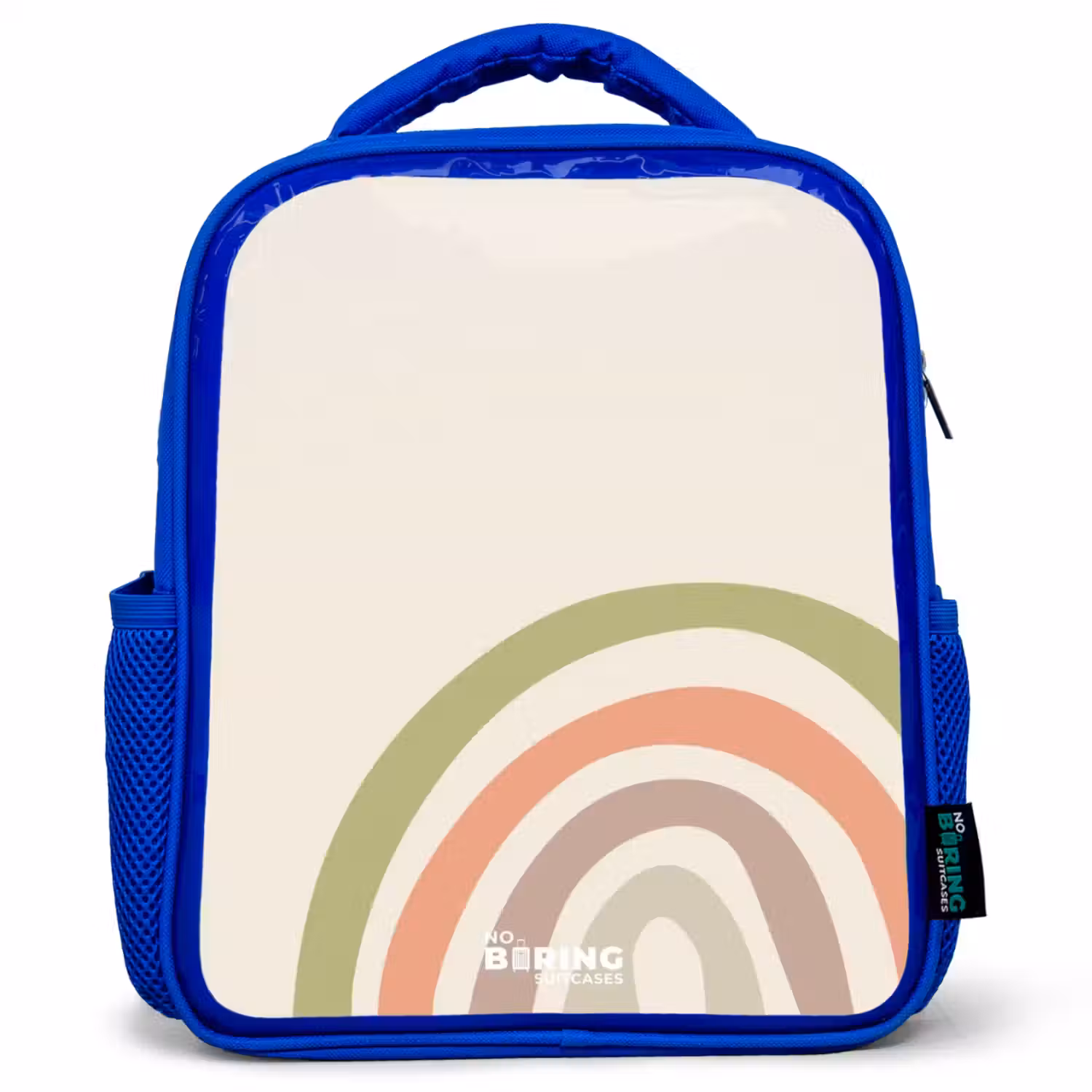 Ruwe regenboog pastel Kinderrugzak - Blauw middel -3d