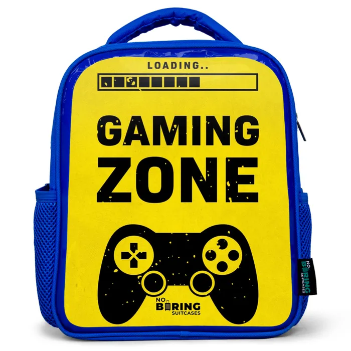 Zwart-geel met gaming zone Kinderrugzak - Blauw middel -3d