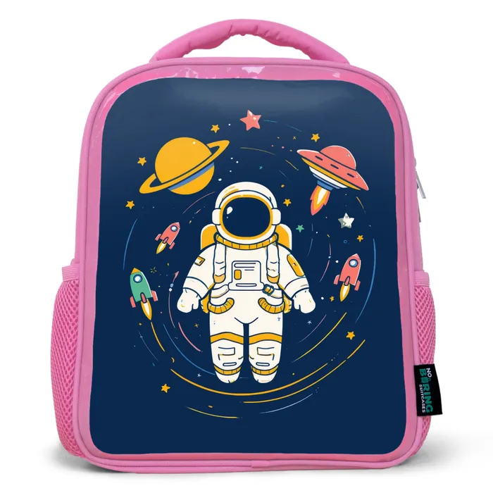 Astronaut - Planeten - Raket Kinderrugzak - Roze middel -3d