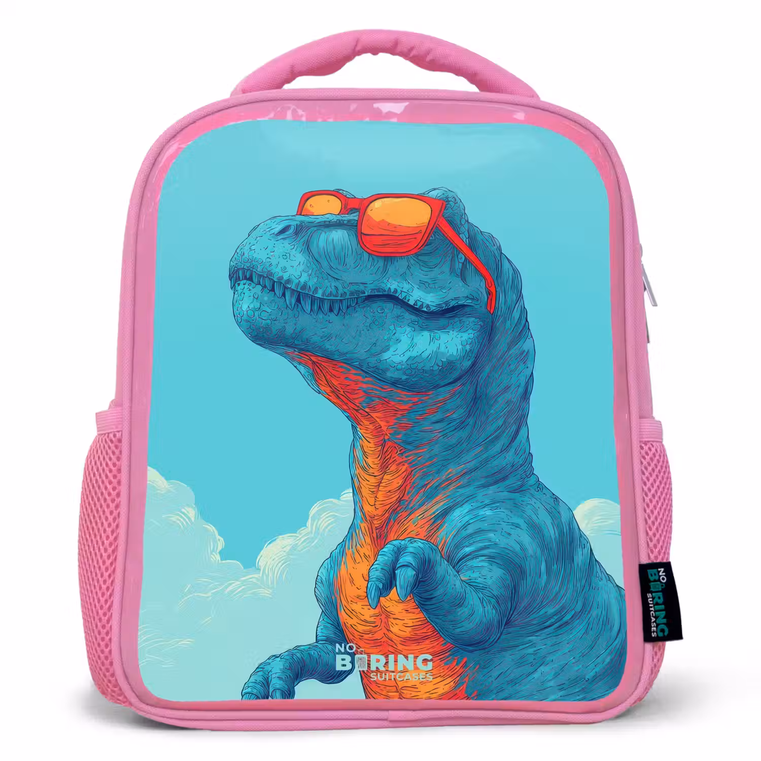 Dino met zonnebril Kinderrugzak - Roze middel -3d