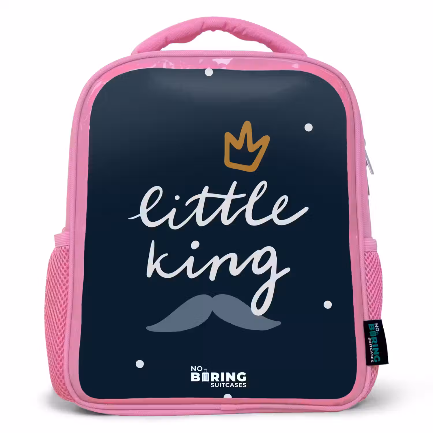 Little king met stippen Kinderrugzak - Roze middel -3d