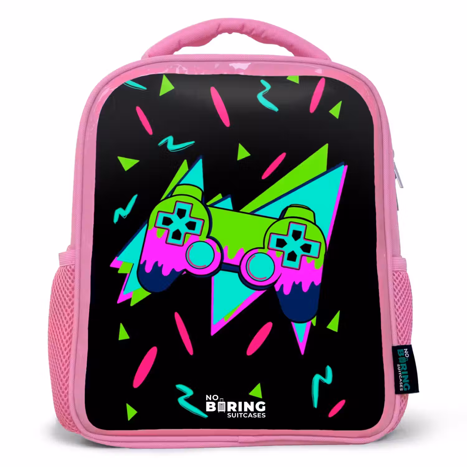 Neon controller op zwart Kinderrugzak - Roze middel -3d