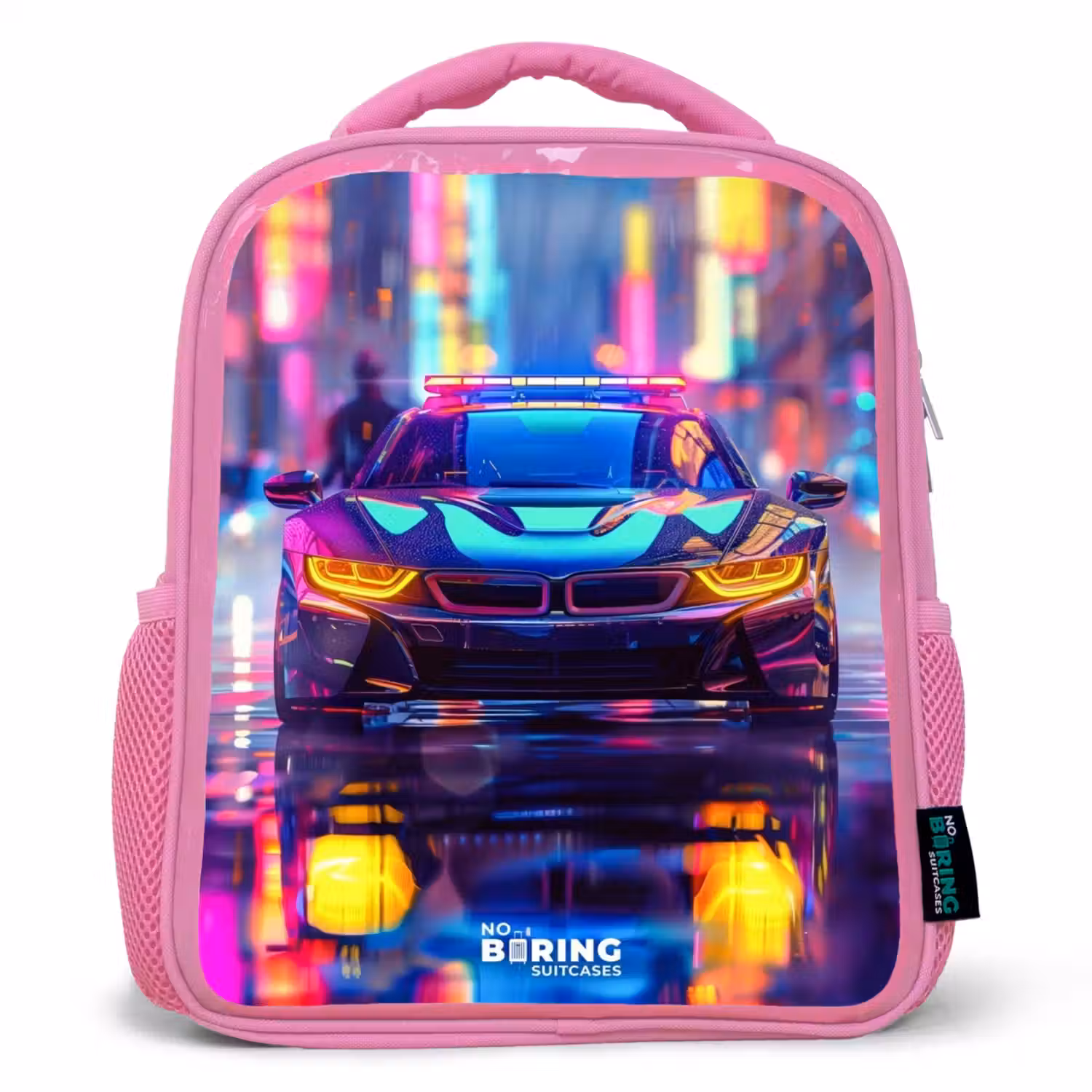 Neon nightcar Kinderrugzak - Roze middel -3d