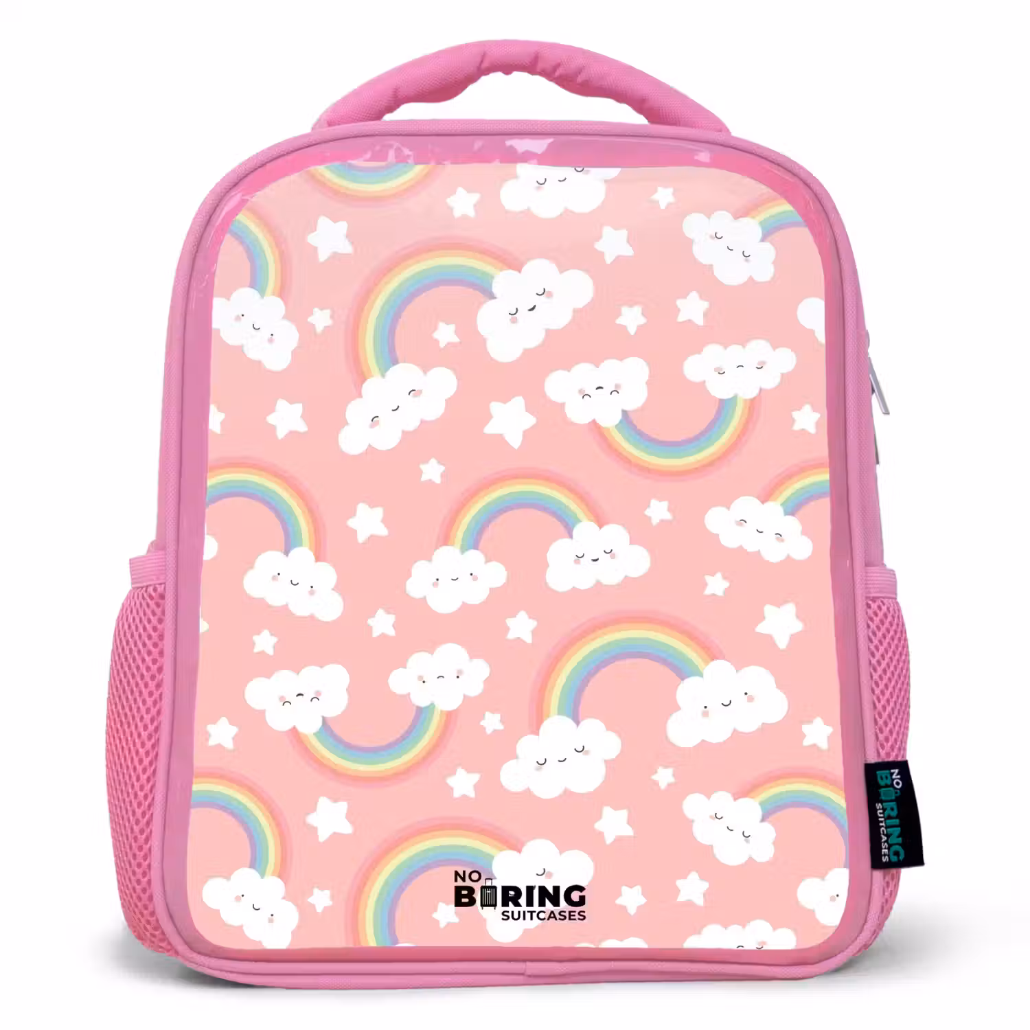 Roze met regenboog patroon Kinderrugzak - Roze middel -3d