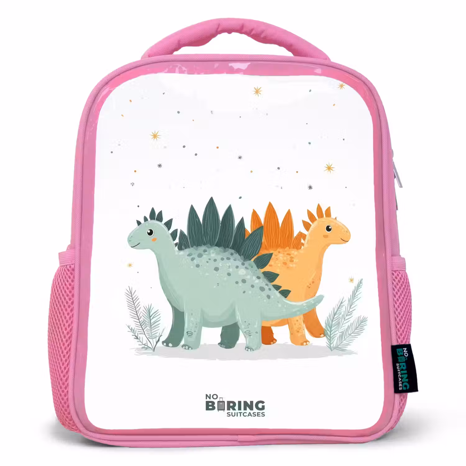 Stegosaurusduo onder sterrenregen Kinderrugzak - Roze middel -3d