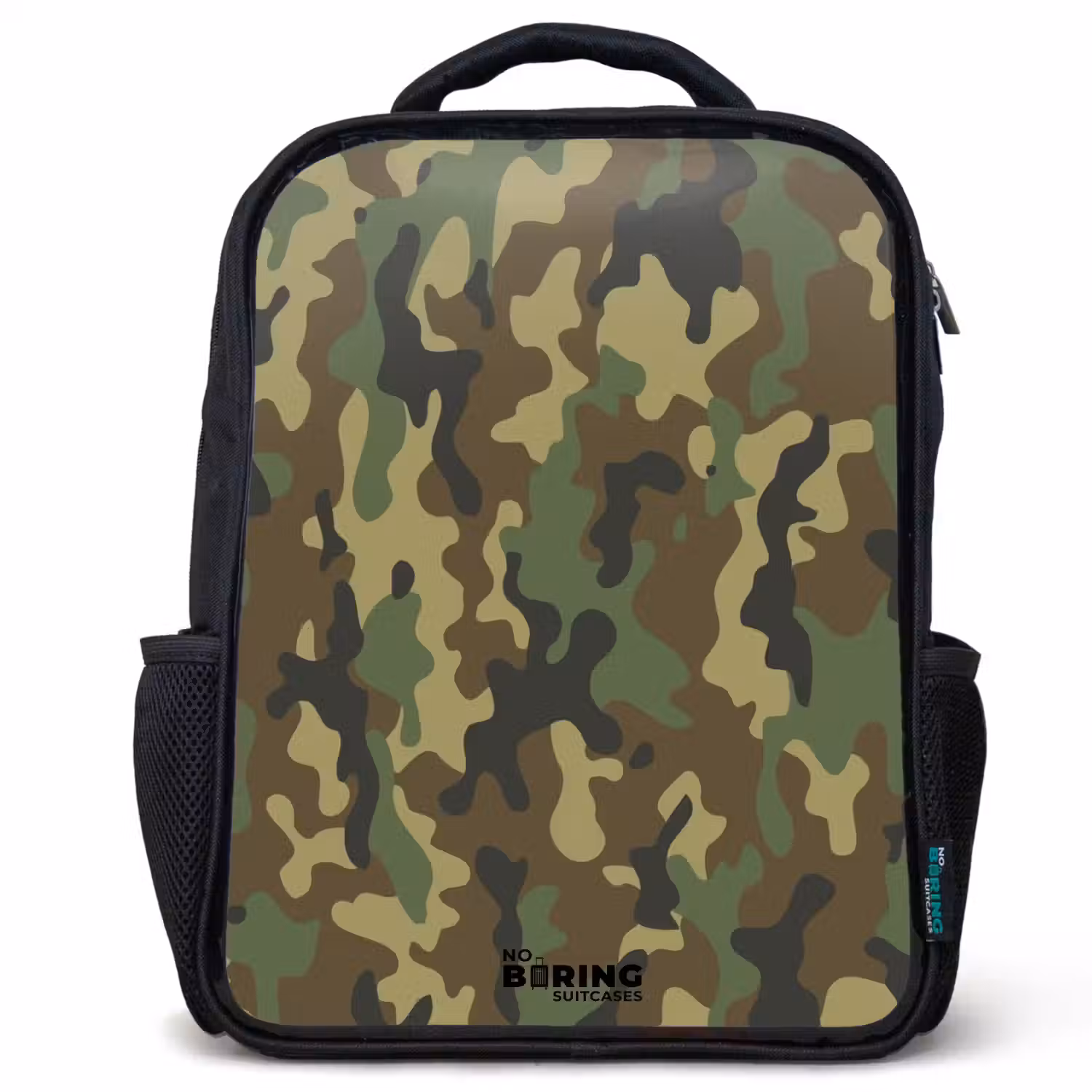 Groene camouflage met zandkleur Rugzak - Zwart middel -3d