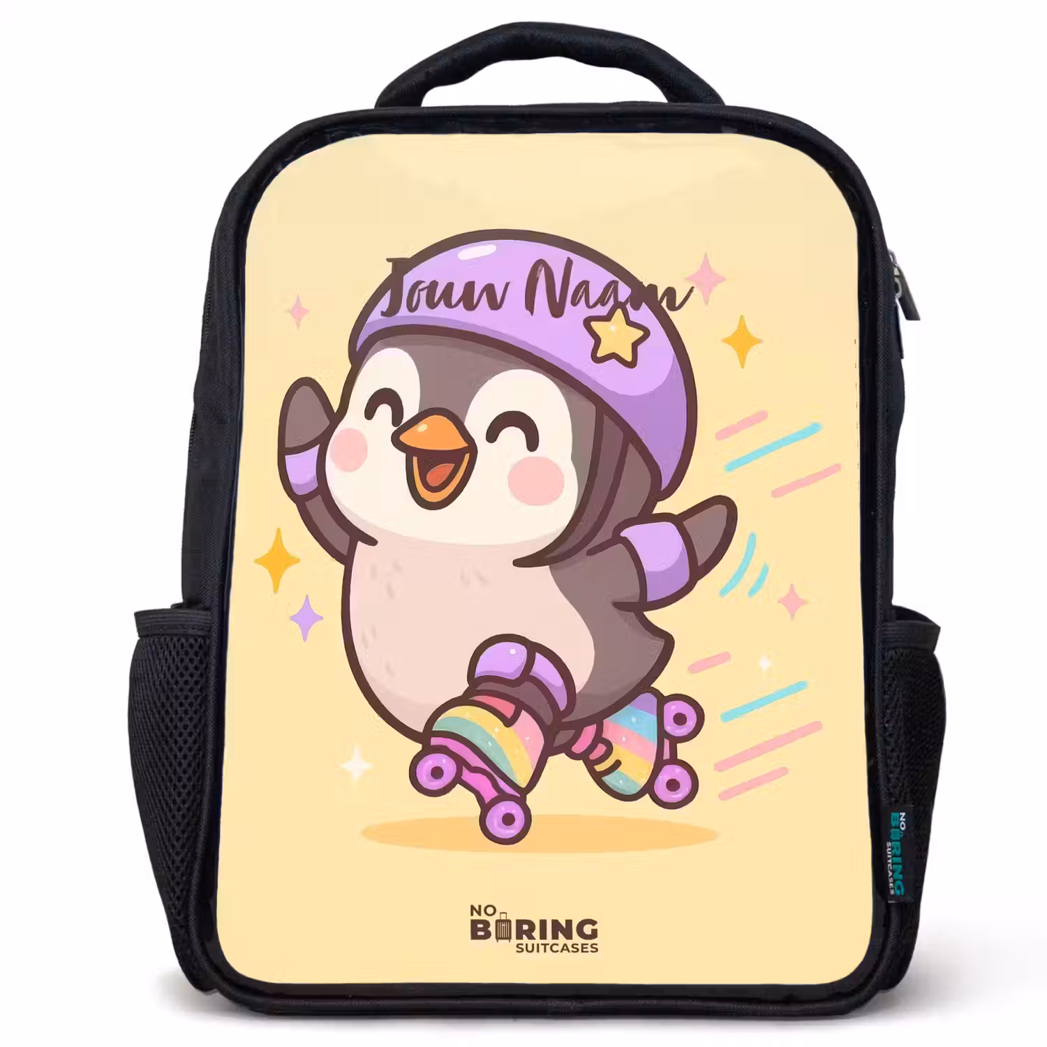 Kawai - Pinguin - Rolschaatsen Rugzak - Zwart middel -3d