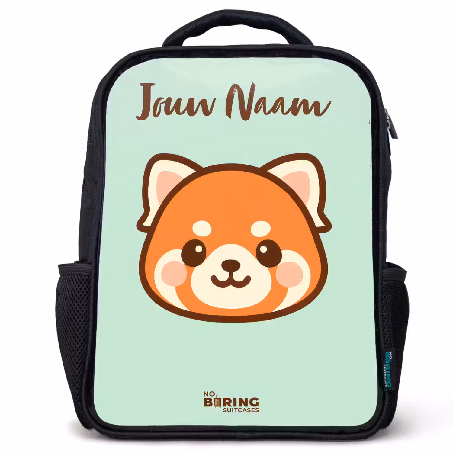 Kawai - Rode panda - Groen Rugzak - Zwart middel -3d