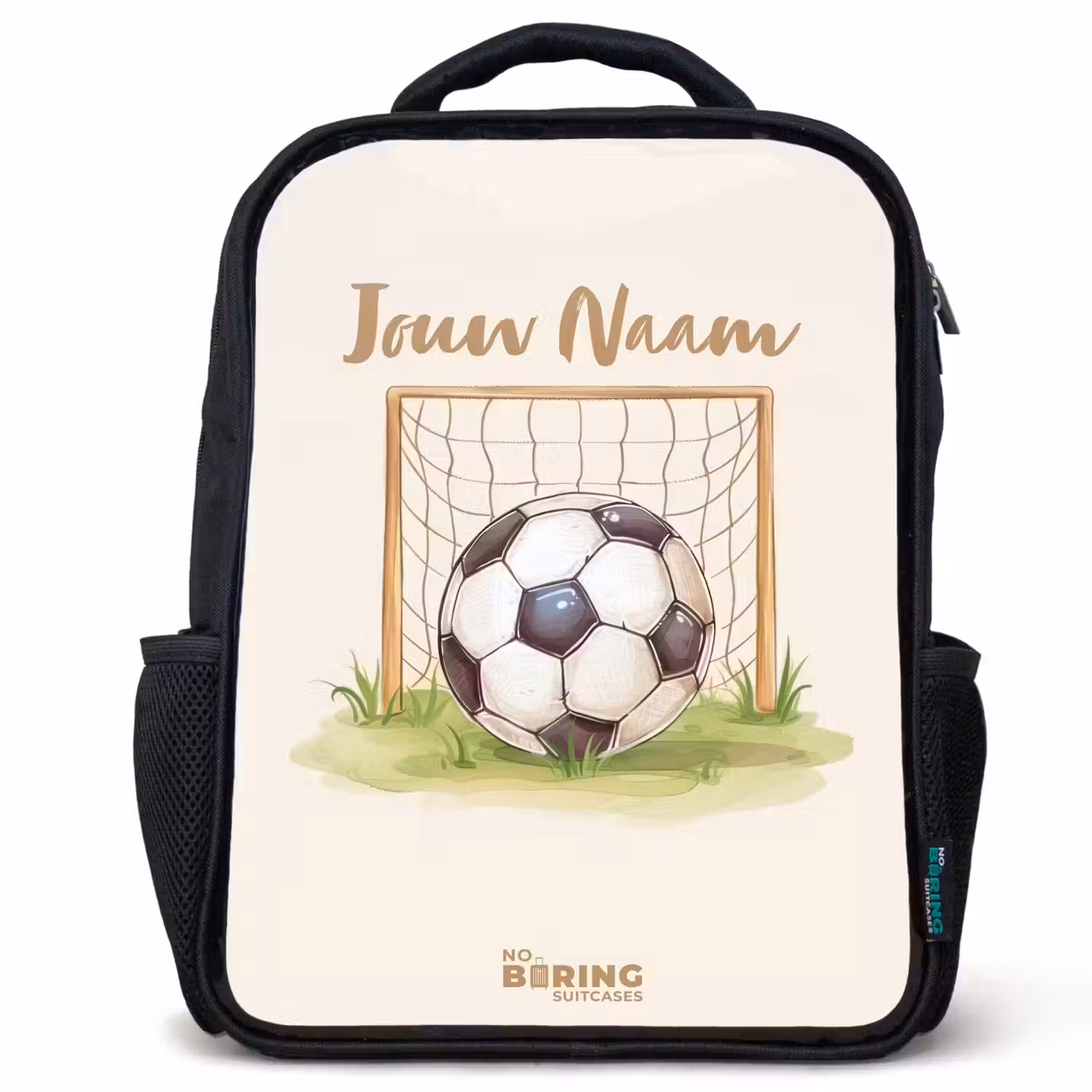 Voetbal in een goal Rugzak - Zwart middel -3d