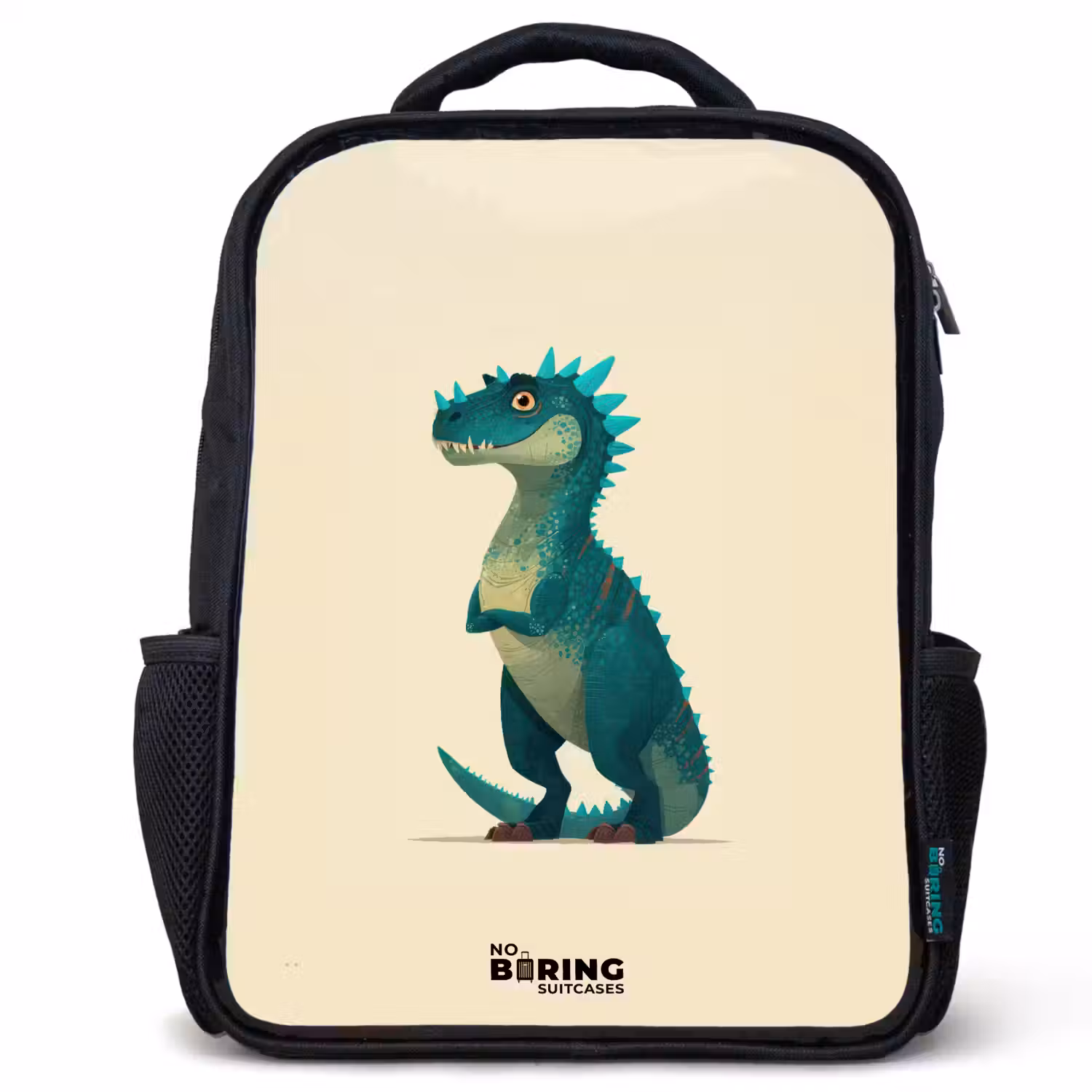 Dino - Dier - Blauw - Groen Rugzak - Zwart middel -3d