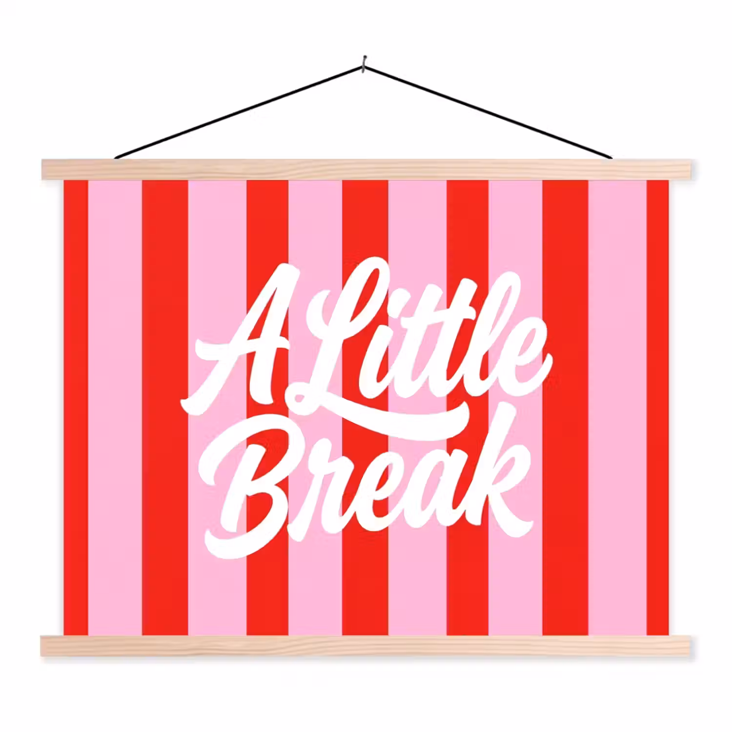 A Little Break - Strepen - Rood - Roze textielposter latten blank klein -3d