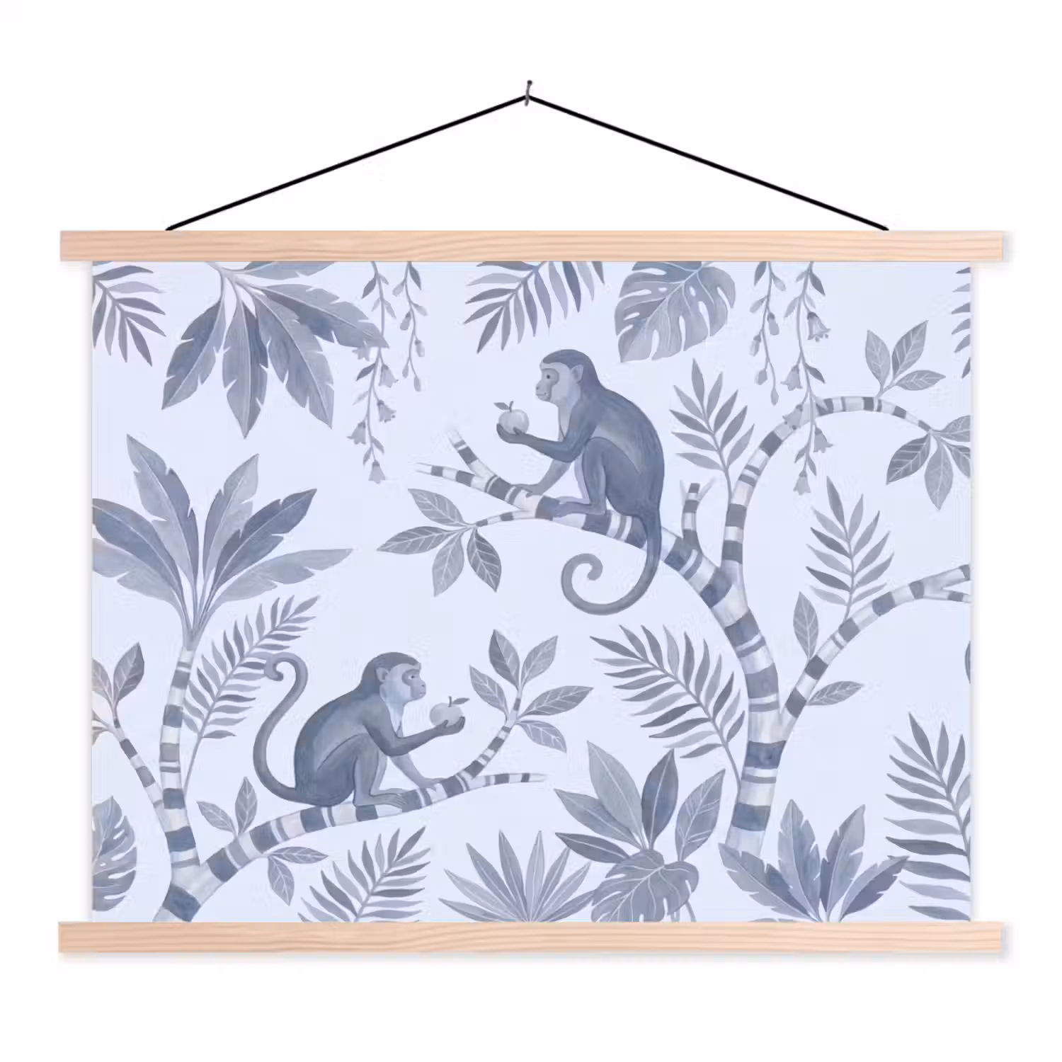 Aap - Boom - Bladeren - Jungle - Illustratie textielposter latten blank klein -3d