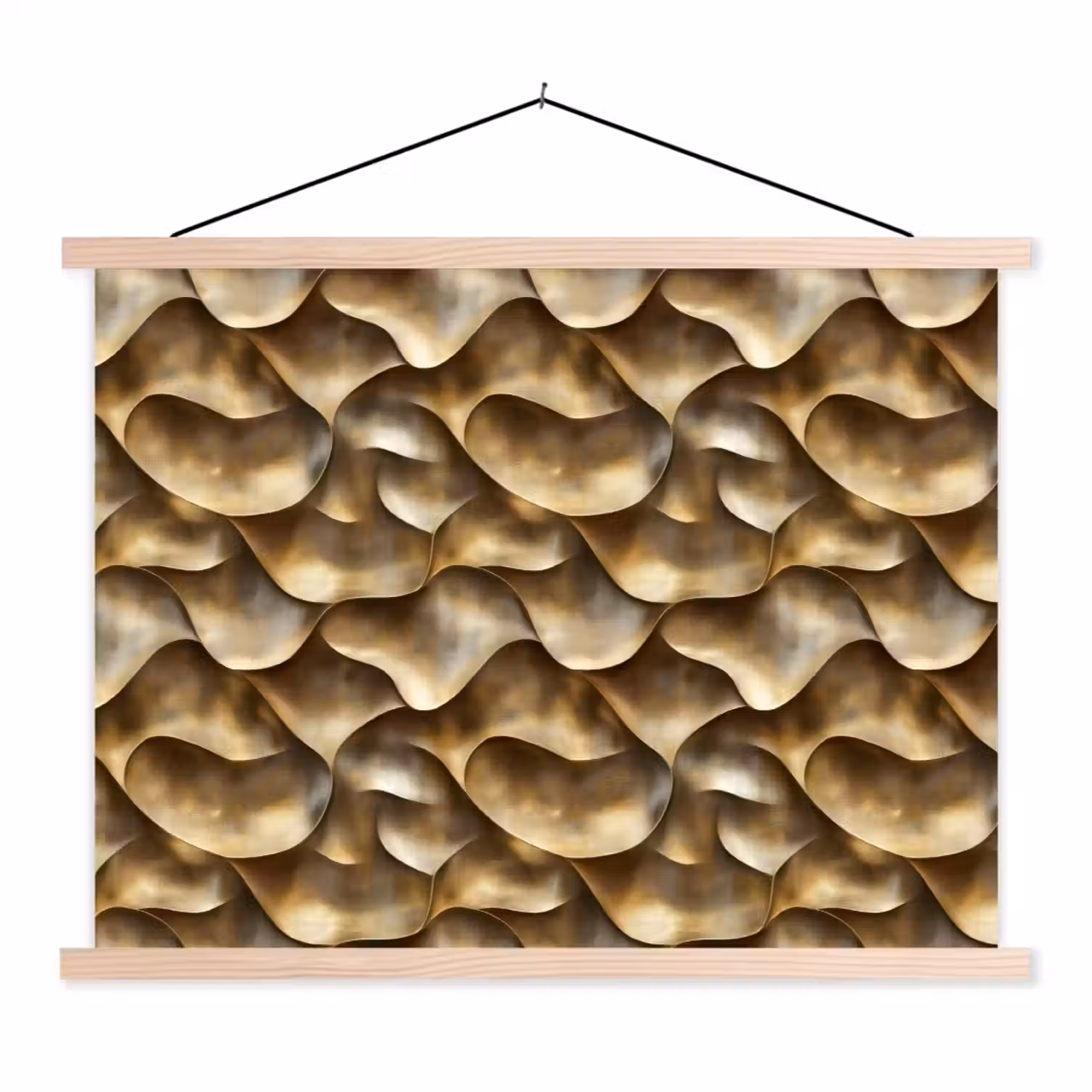 Abstract - Antiek - Goud textielposter latten blank klein 122 -3d