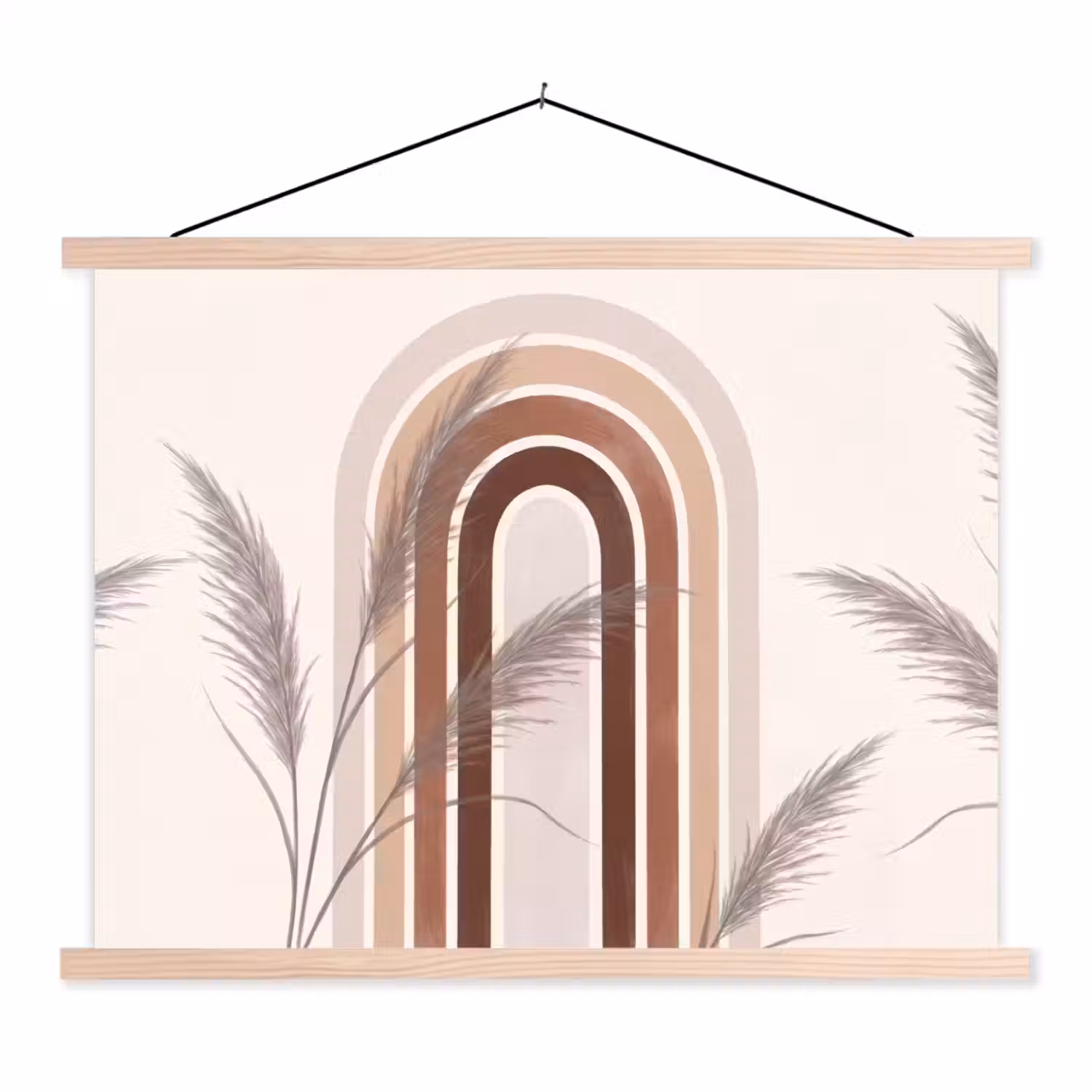 Abstract - Bogen - Plant - Boho - Beige textielposter latten blank klein -3d