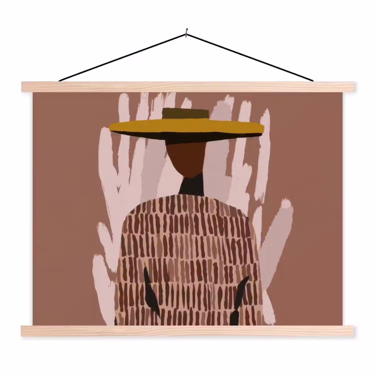 Abstract - Figuur - Illustratie - Hoed textielposter latten blank klein -3d