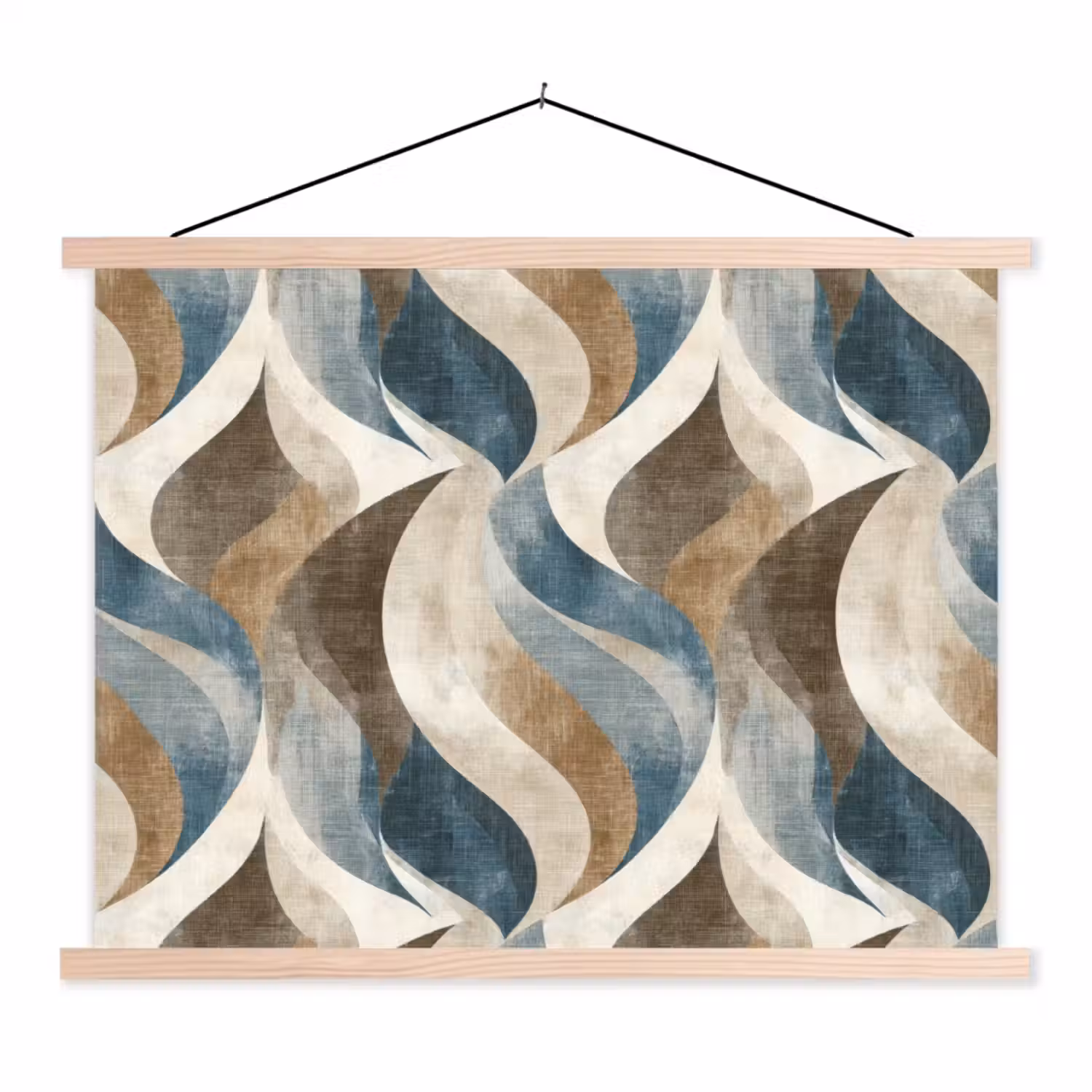 Abstract - Golven - Kleurrijk textielposter latten blank klein 122 -3d