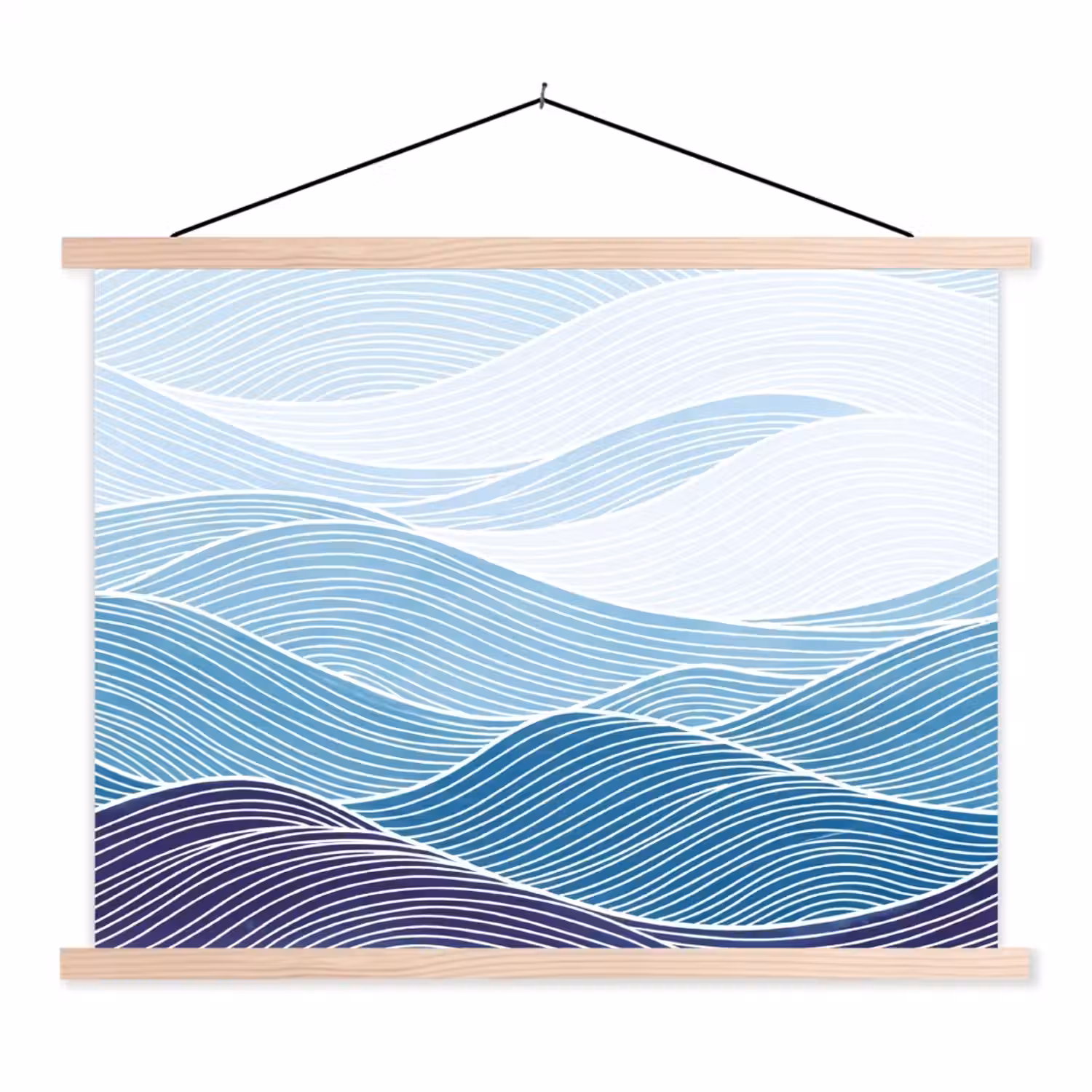 Abstract - Golven - Patroon - Blauw - Modern textielposter latten blank klein -3d
