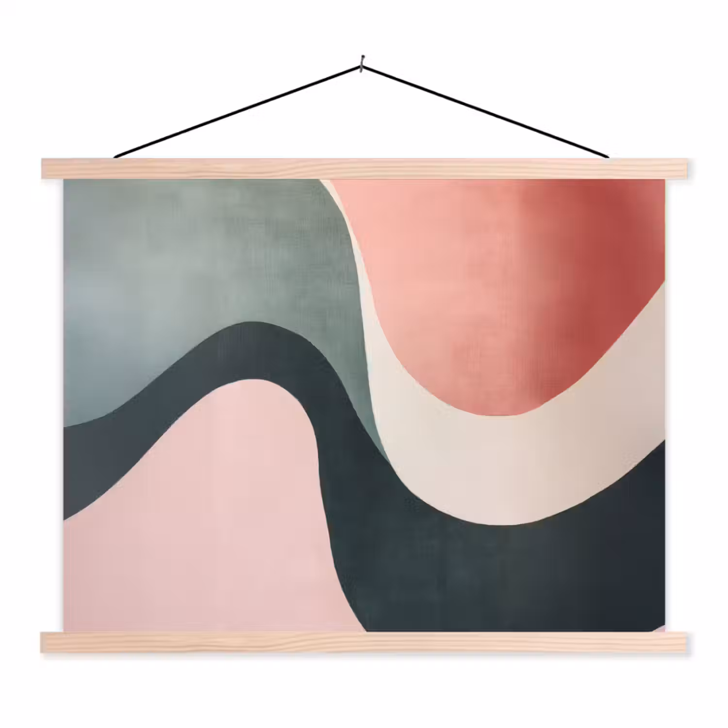 Abstract - Golven - Sierlijk - Roze textielposter latten blank klein -3d