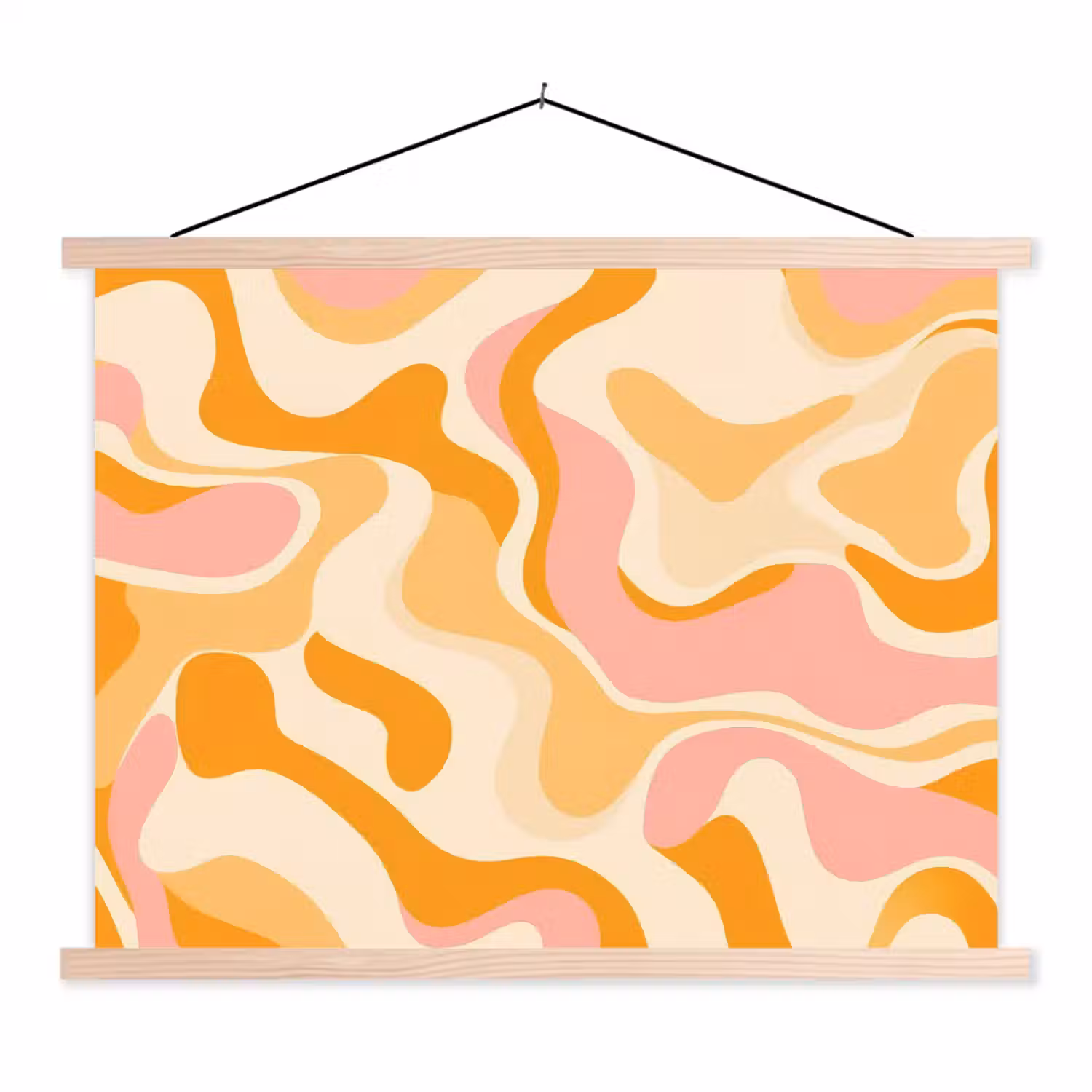 Abstract - Golvend - Oranje textielposter latten blank klein -3d