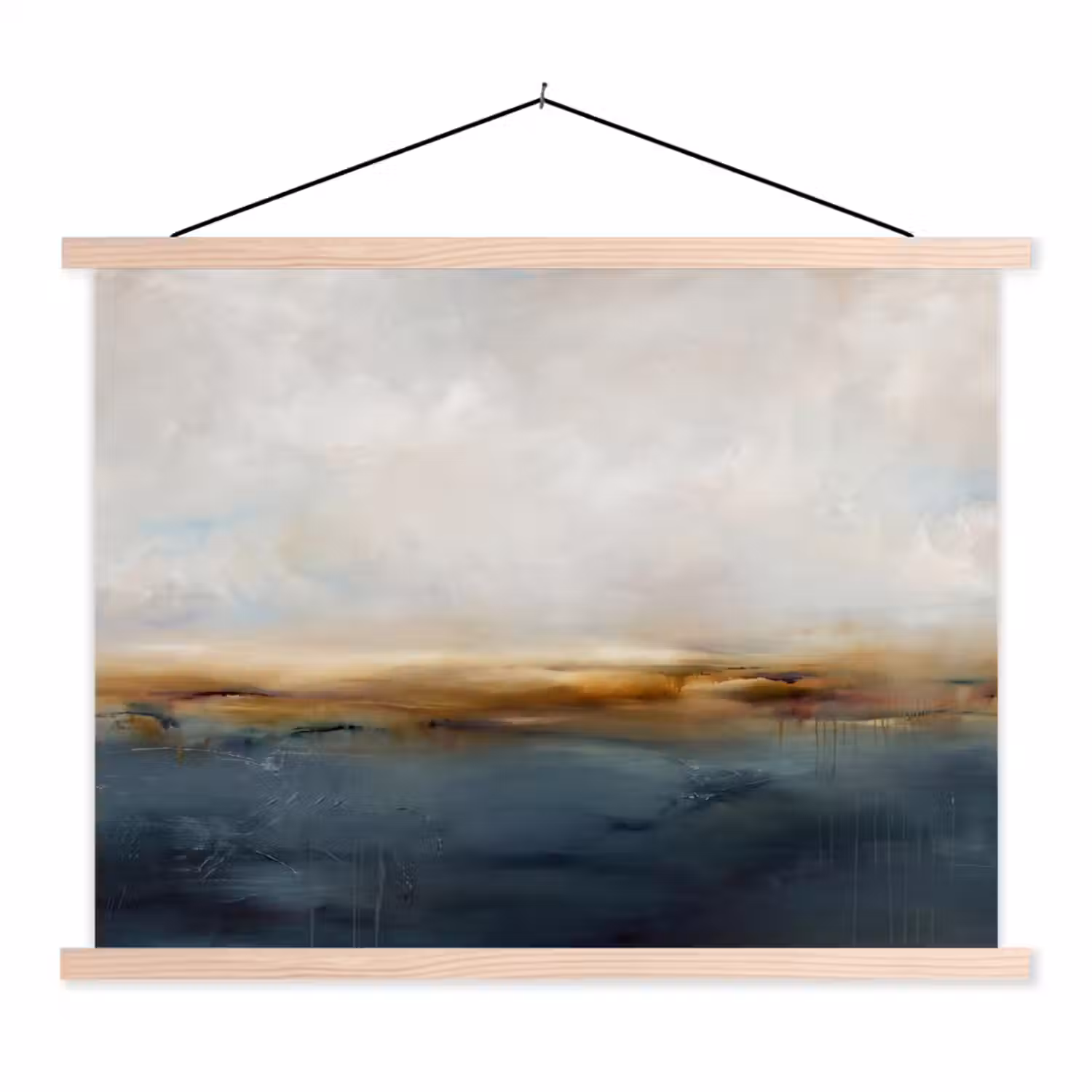 Abstract - Horizon - Water - Modern - Beige textielposter latten blank klein -3d