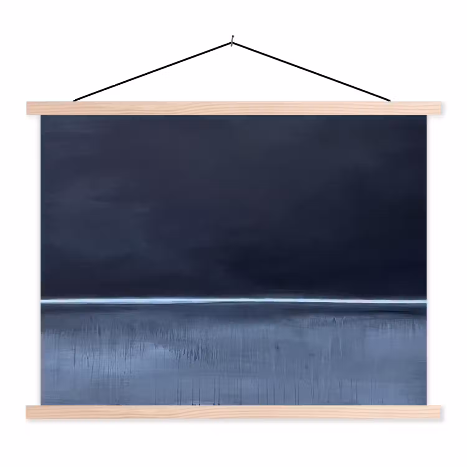 Abstract - Horizontale lijn - Minimalistisch - Donkerblauw - Kunst textielposter latten blank klein -3d