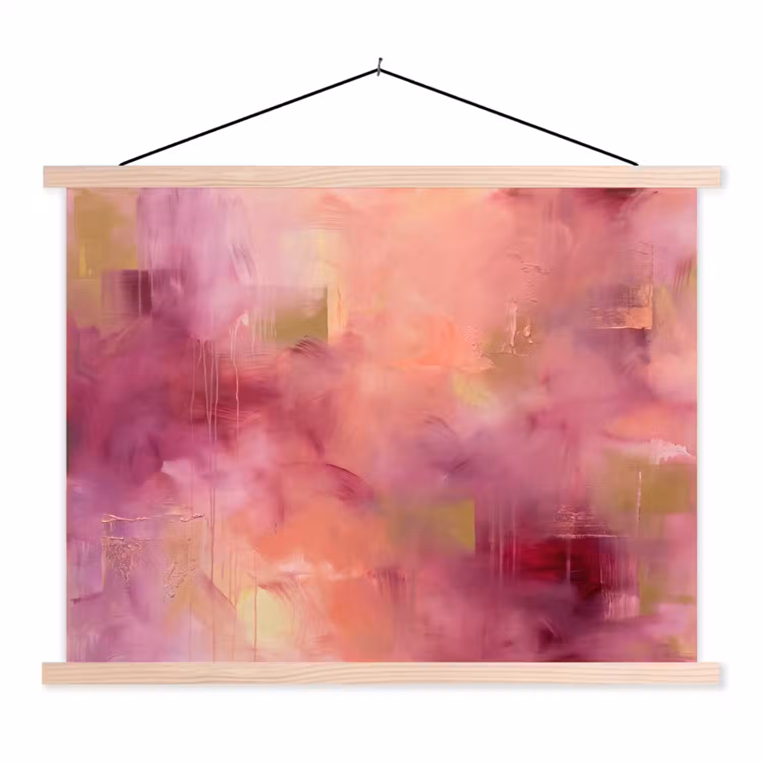 Abstract - Kleuren - Modern - Roze - Paars textielposter latten blank klein -3d