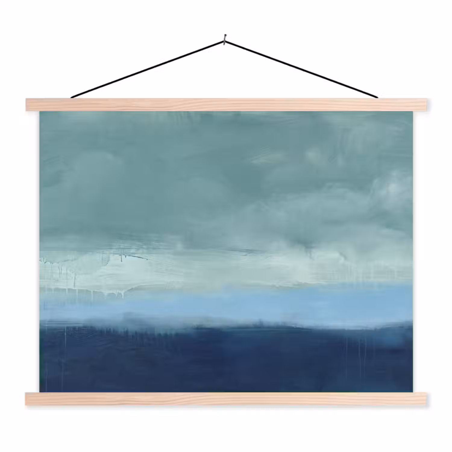 Abstract - Lagen - Rust - Modern - Blauw textielposter latten blank klein -3d