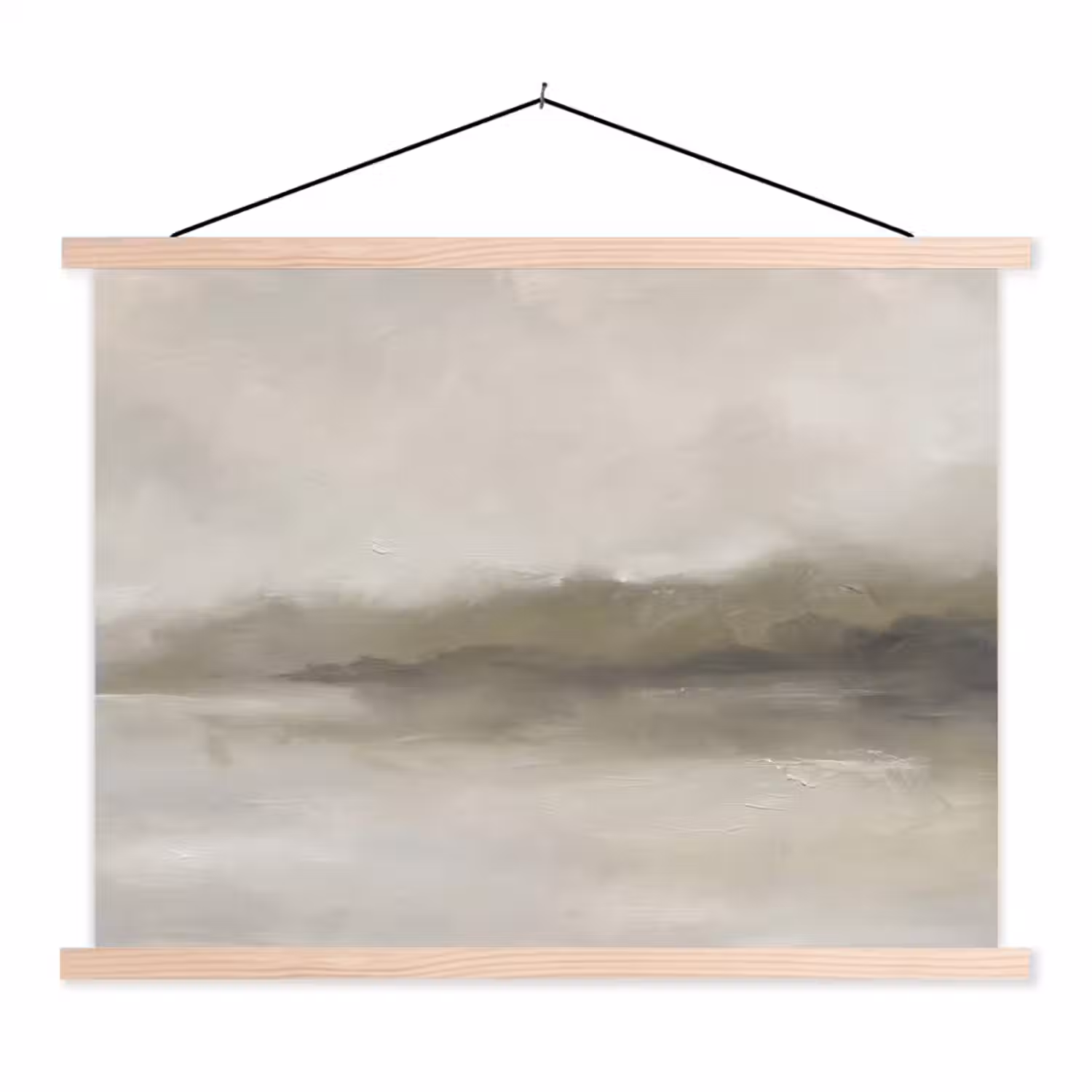 Abstract - Landschap - Nevel - Modern - Grijs textielposter latten blank klein -3d
