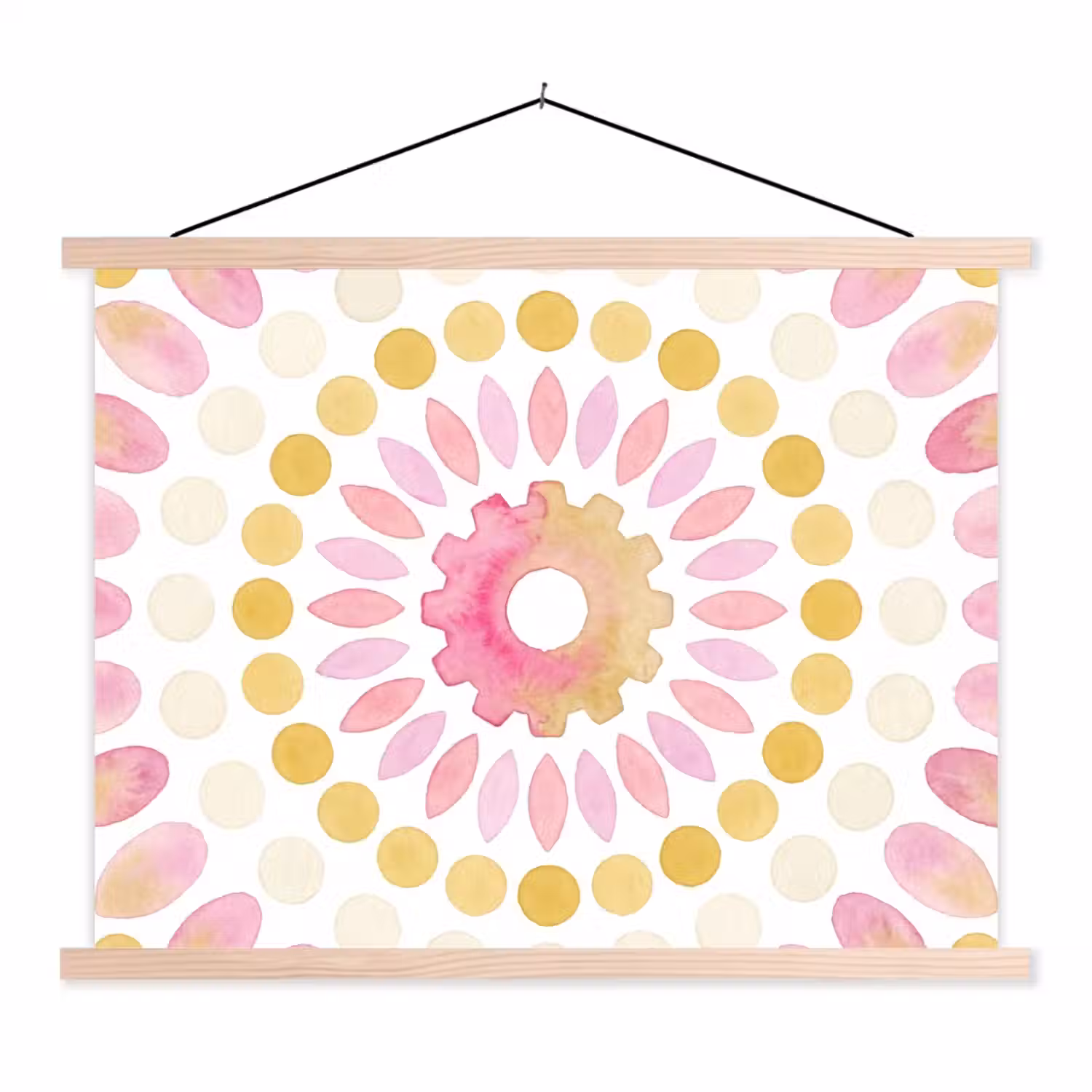 Abstract - Mandala - Kunst - Modern - Roze textielposter latten blank klein -3d