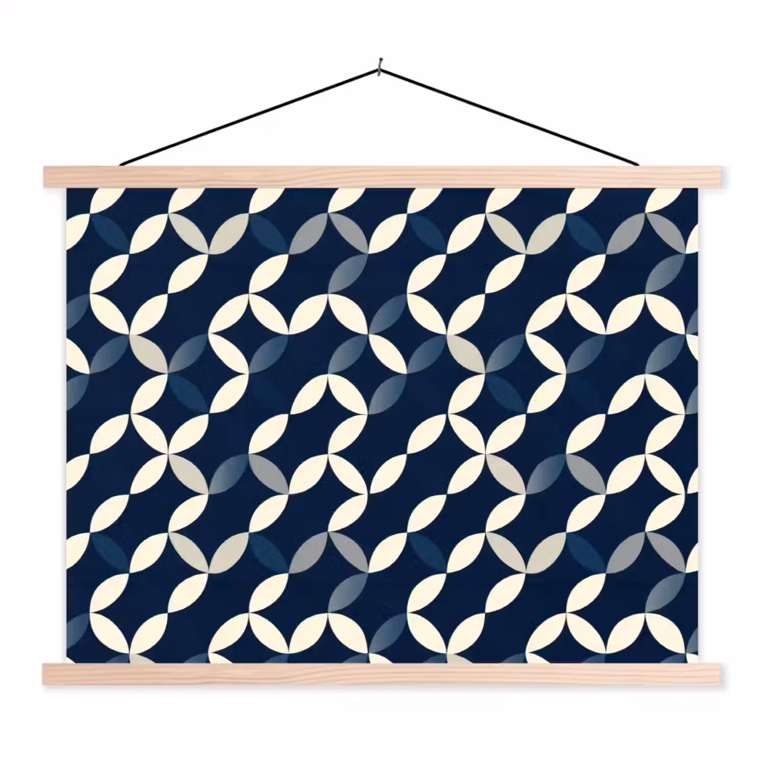 Abstract - Patroon - Blauw textielposter latten blank klein 122 -3d