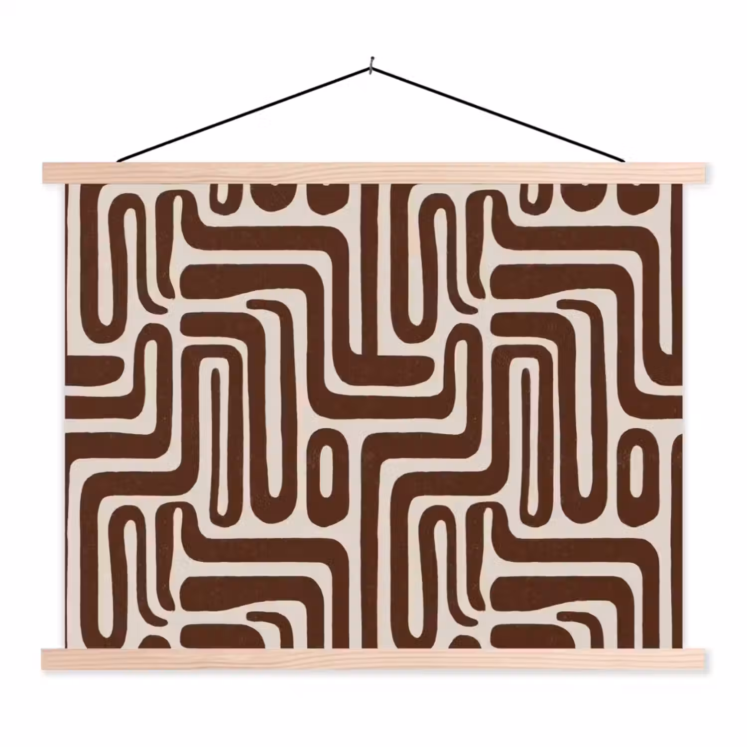 Abstract - Patroon - Bruin textielposter latten blank klein 122 -3d
