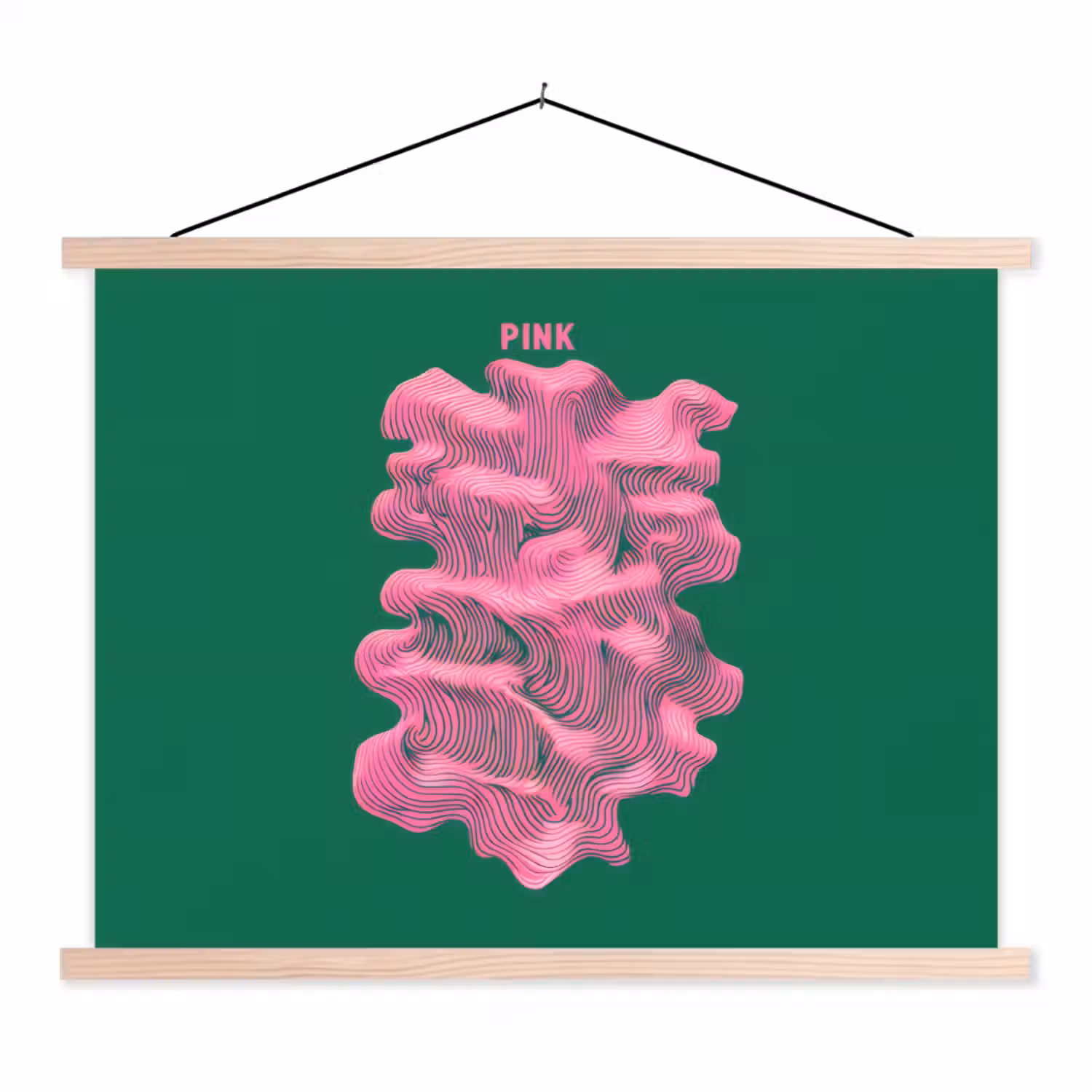 Abstract - Pink - Lijnen - Groen textielposter latten blank klein -3d