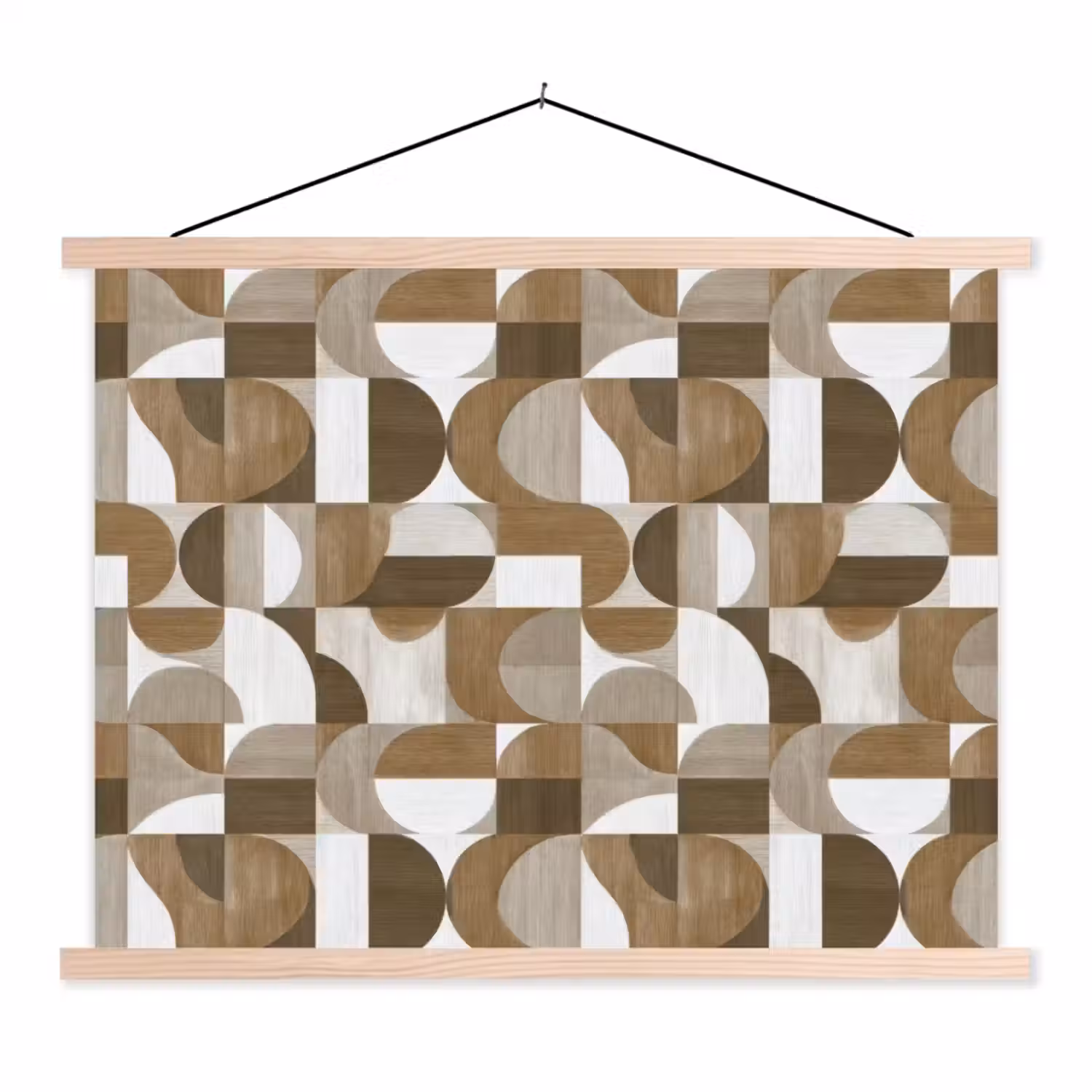 Abstract - Retro - Bruin textielposter latten blank klein 122 -3d