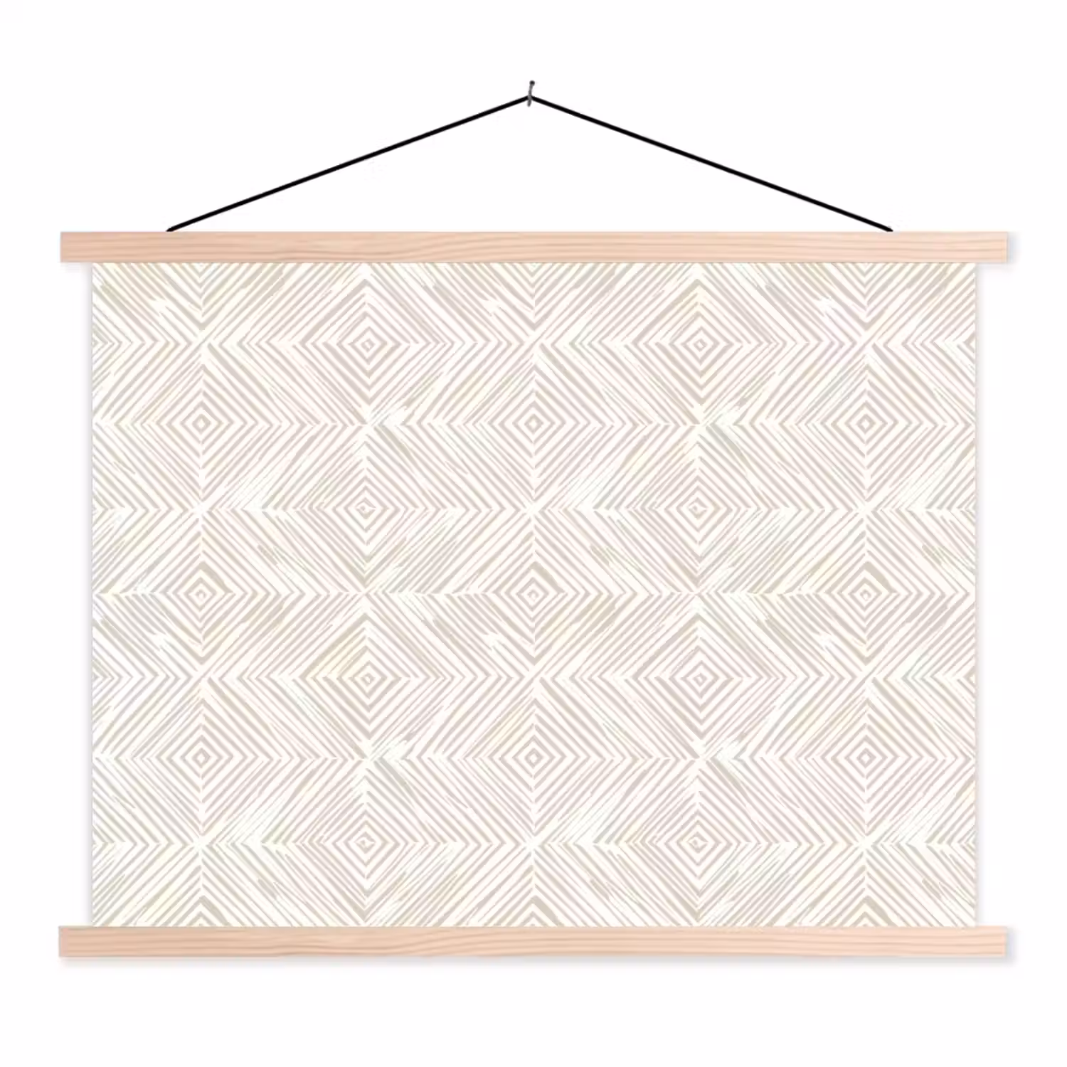 Abstract - Ruiten - Beige textielposter latten blank klein 122 -3d