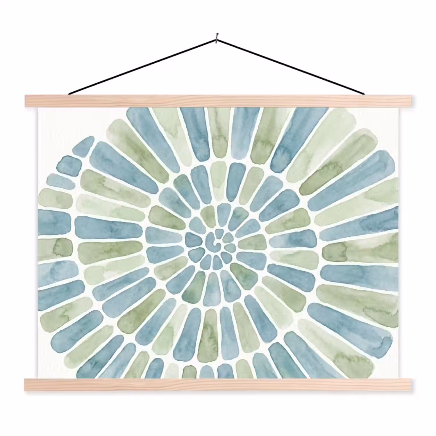 Abstract - Spiraal - Patroon - Modern - Blauw-Groen textielposter latten blank klein -3d