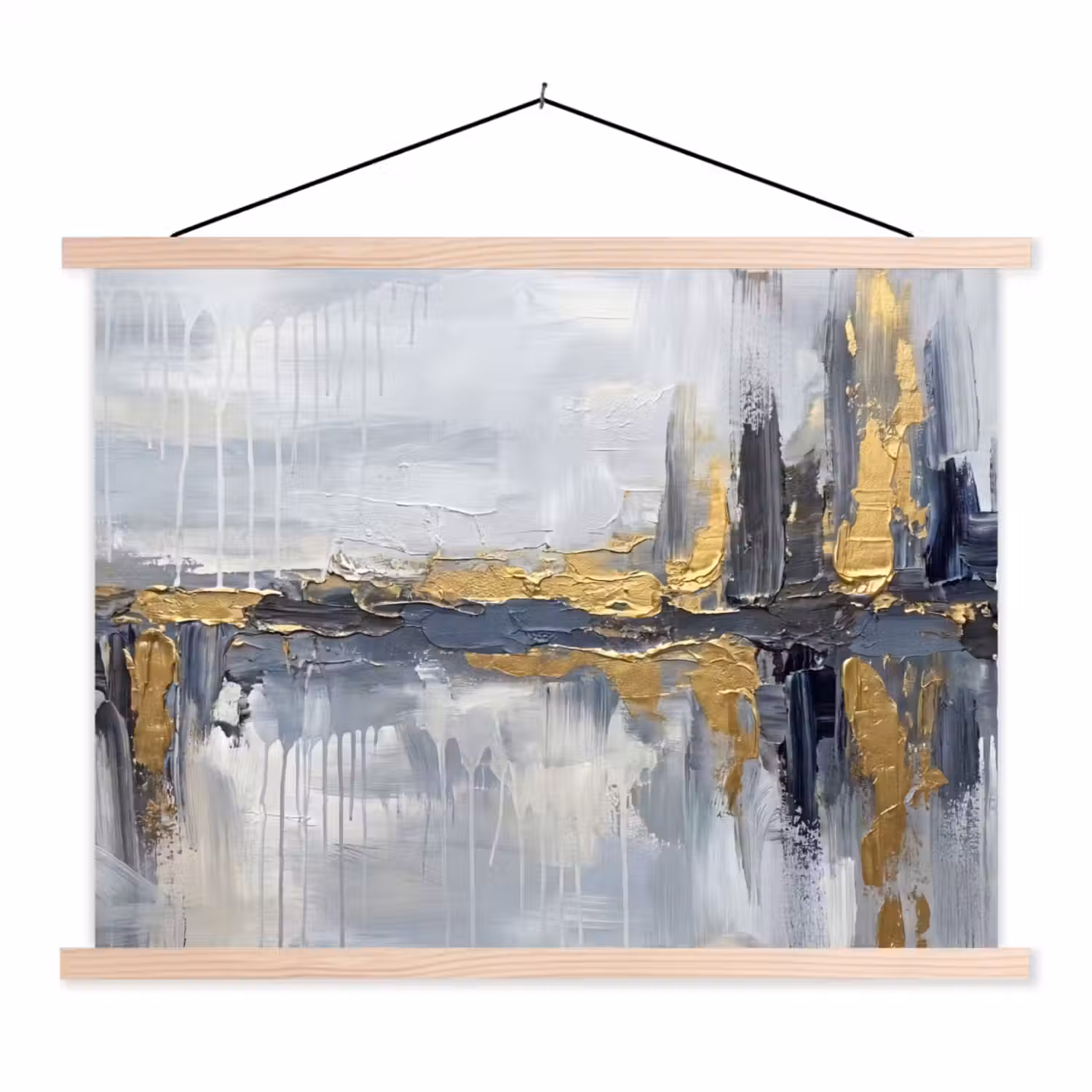 Abstract - Structuur - Goud - Grijs - Modern textielposter latten blank klein -3d