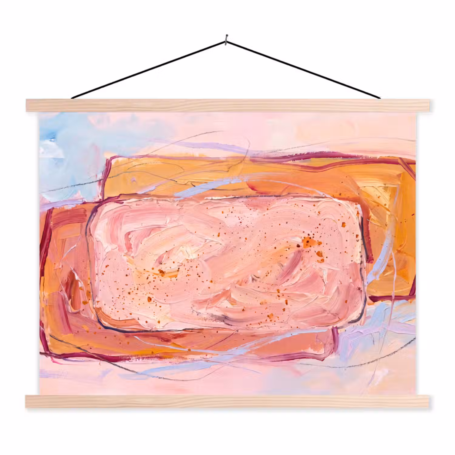 Abstract - Vormen - Modern - Roze textielposter latten blank klein -3d