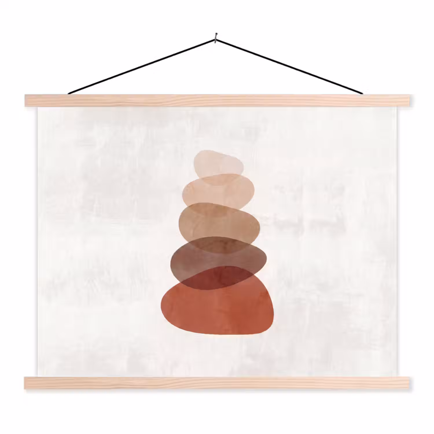 Abstractie - Gestapeld - Balans - Modern - Aardetinten textielposter latten blank klein -3d