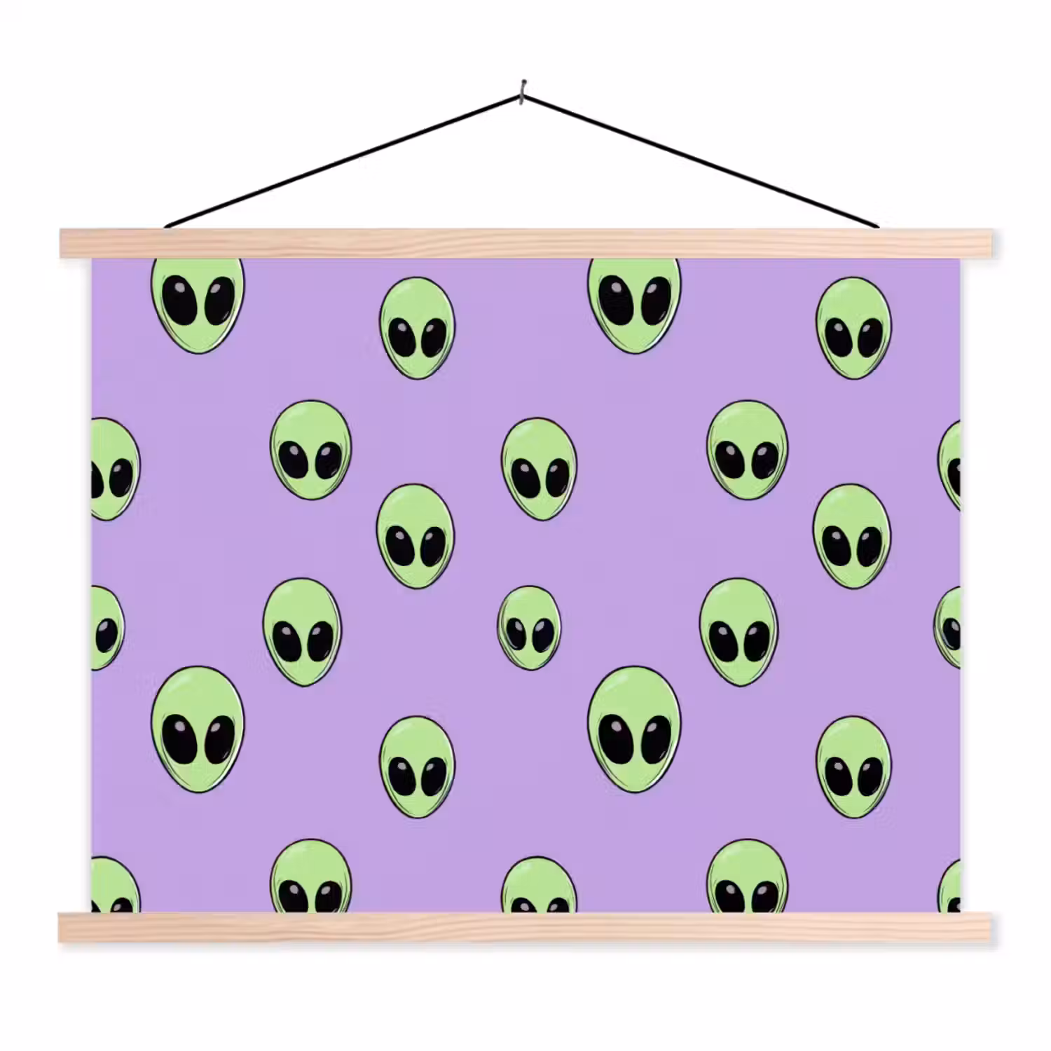Alien - Retro - Lila textielposter latten blank klein 122 -3d