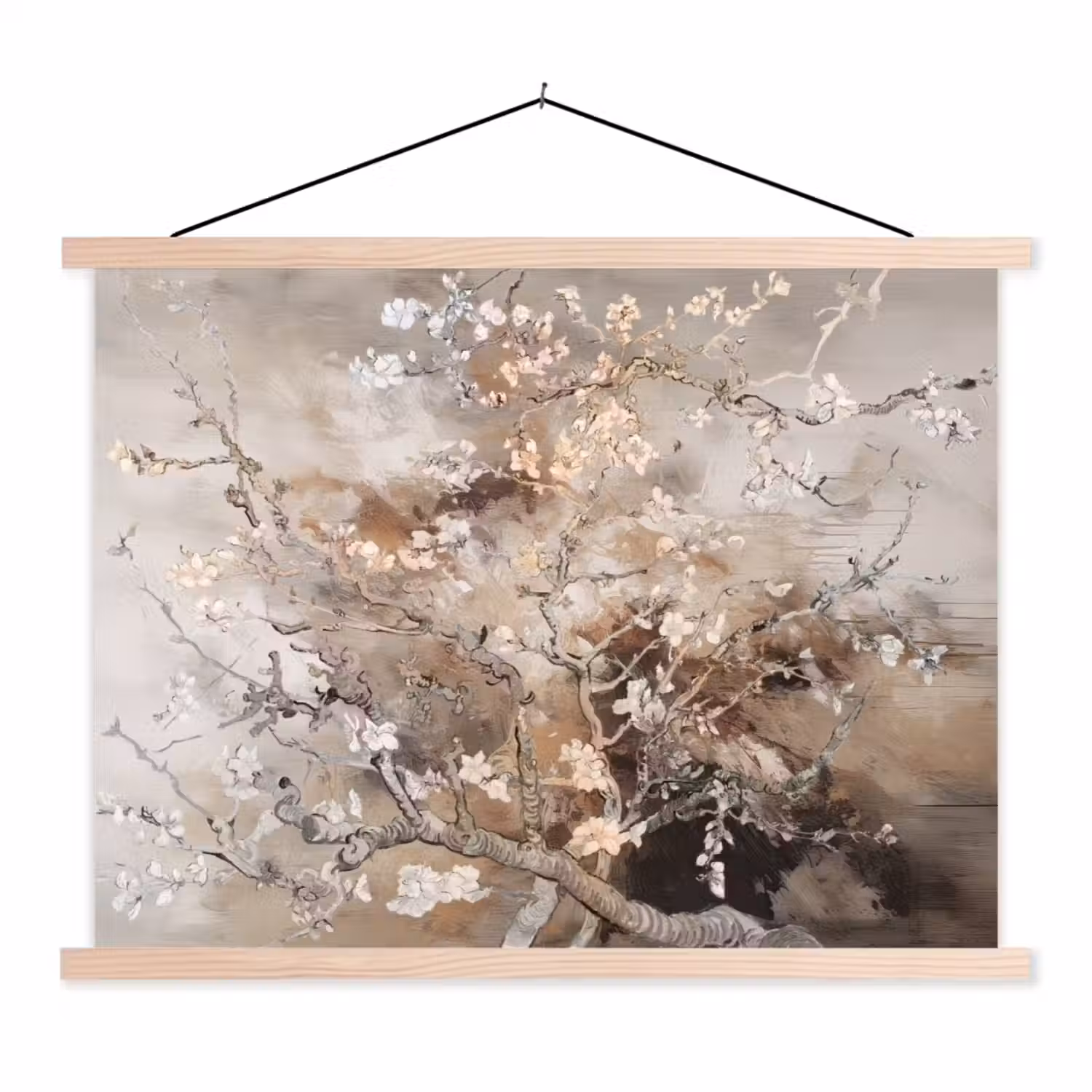 Amandelbloesem - Kunst - Van Gogh - Beige - Abstract textielposter latten blank klein -3d