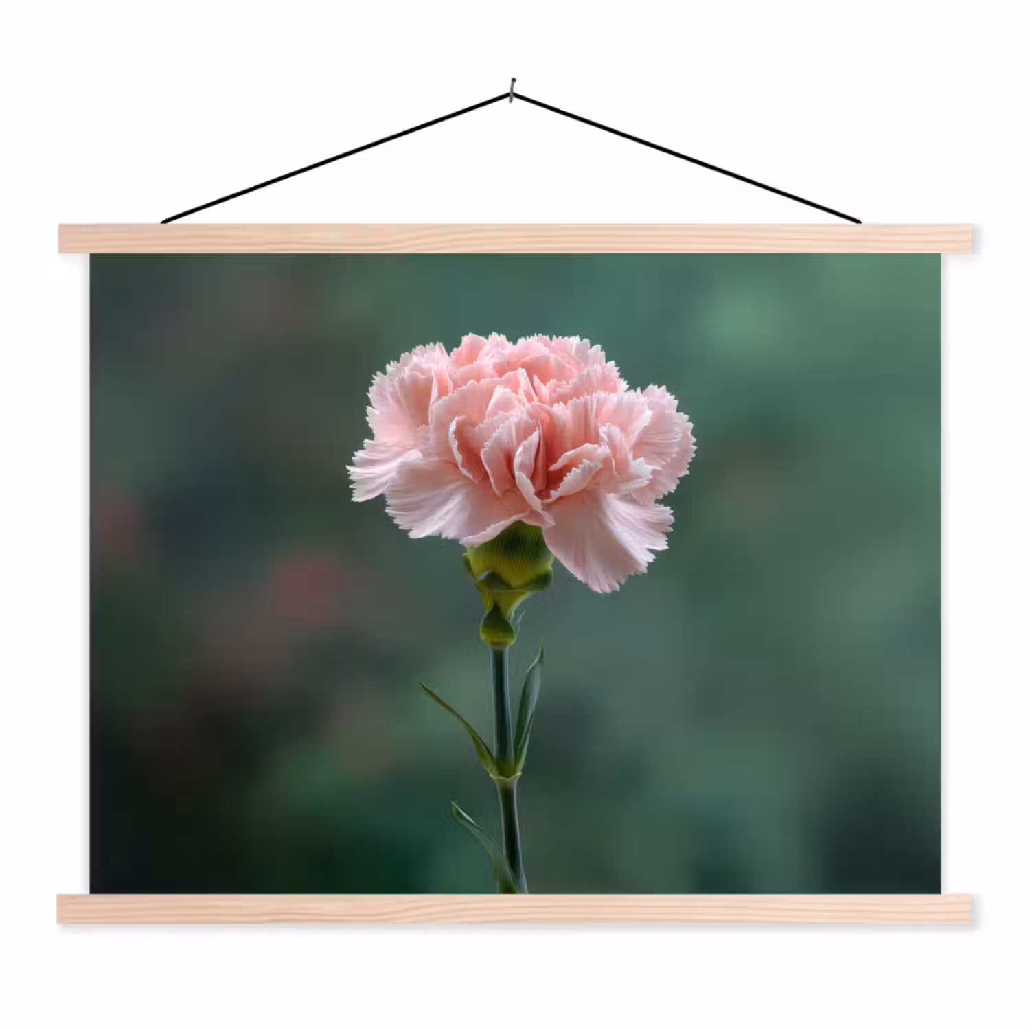 Anjer - Roze - Bloemblaadjes textielposter latten blank klein -3d
