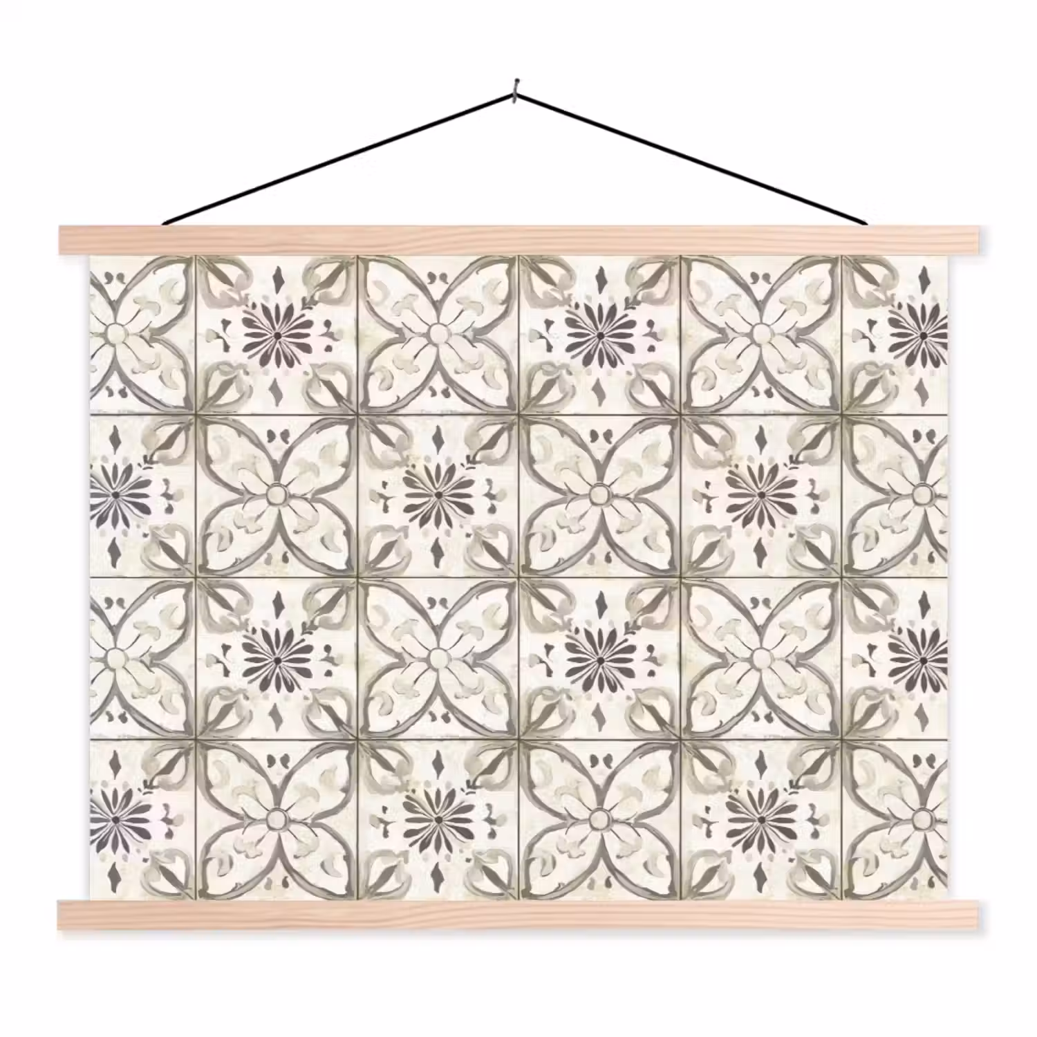 Antiek - Tegel - Beige textielposter latten blank klein 122 -3d