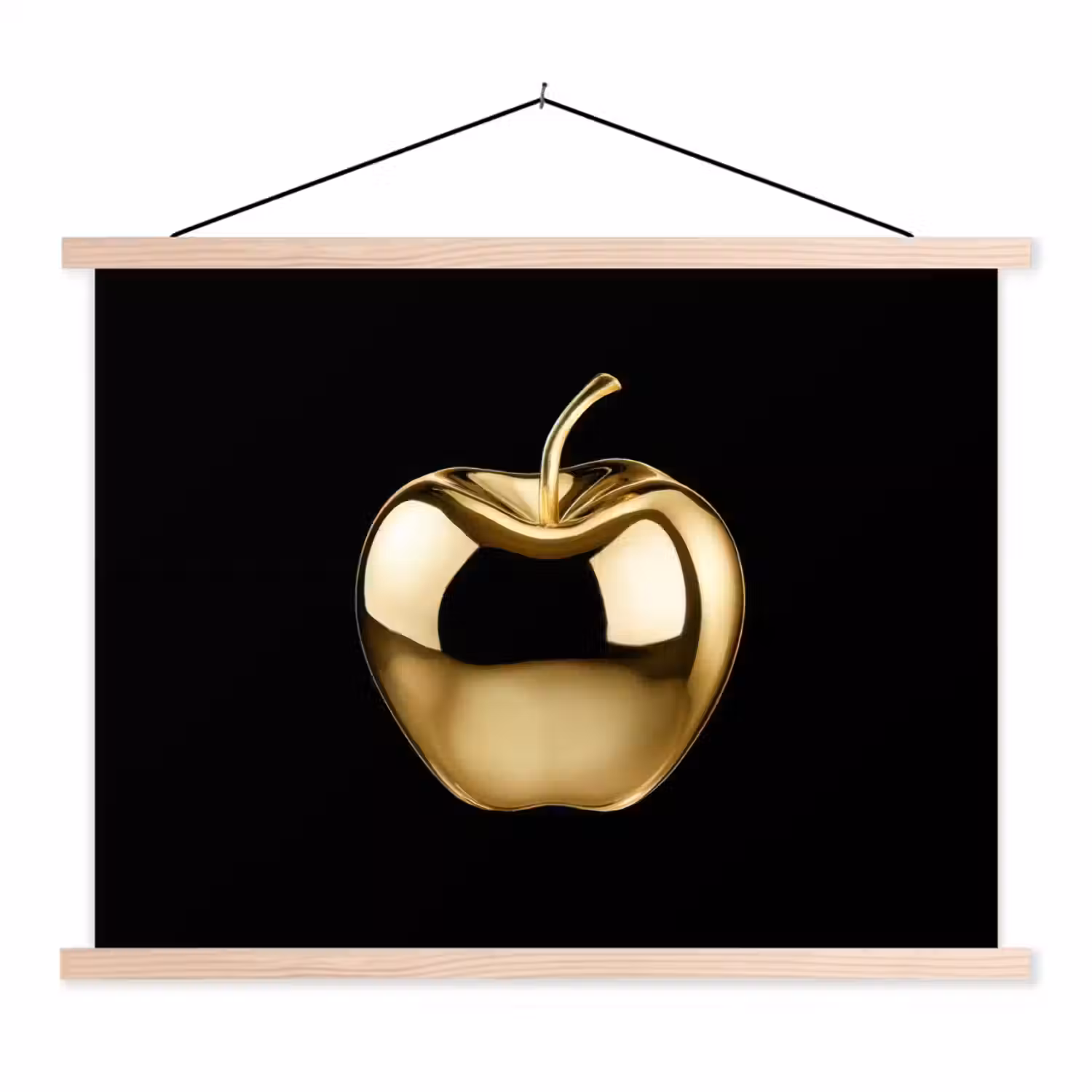 Appel - Goud - Chrome - Zwart textielposter latten blank klein -3d
