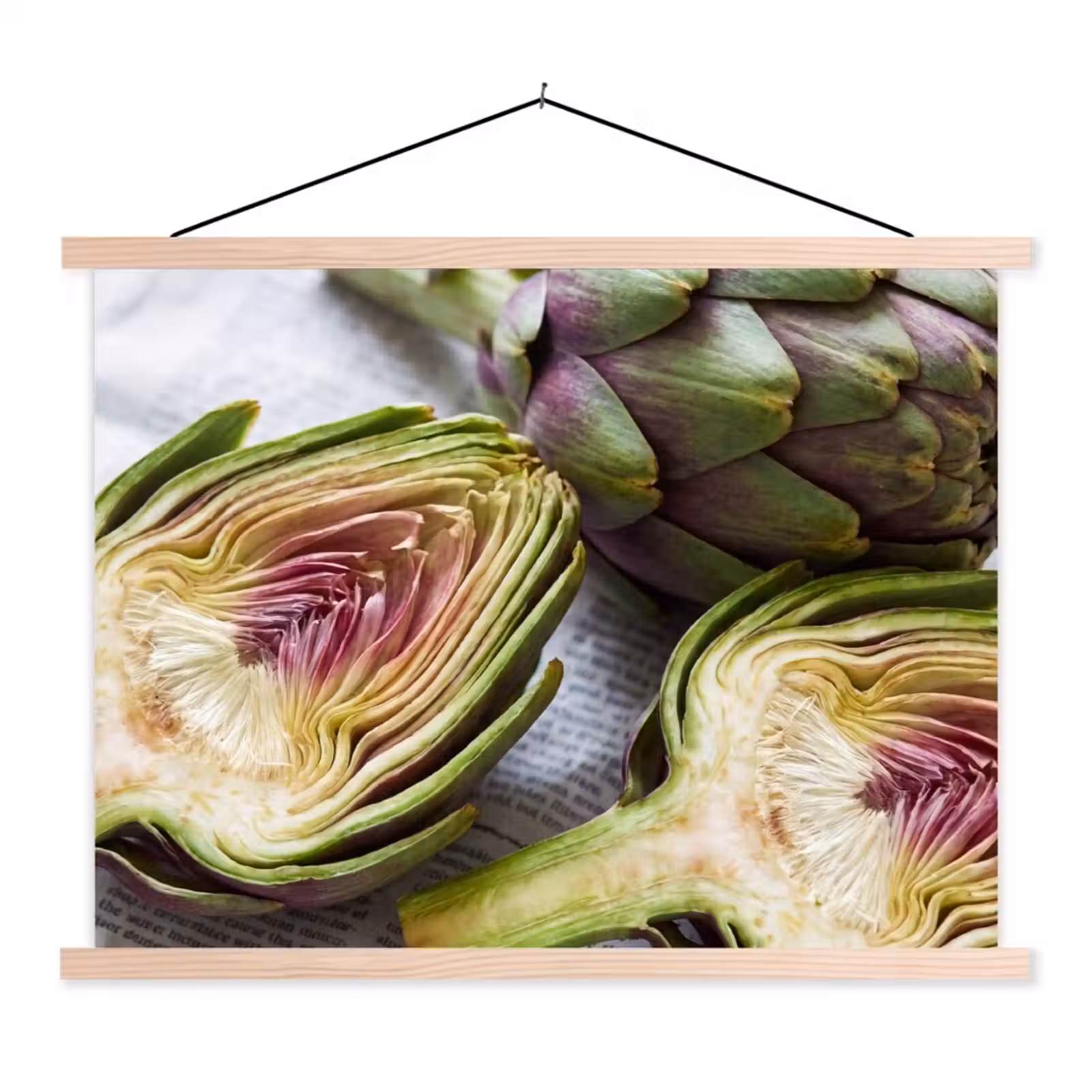Schoolplaat - Artisjok - Doorgesneden - Eten - Artisjok - Doorgesneden - Eten textielposter latten blank klein