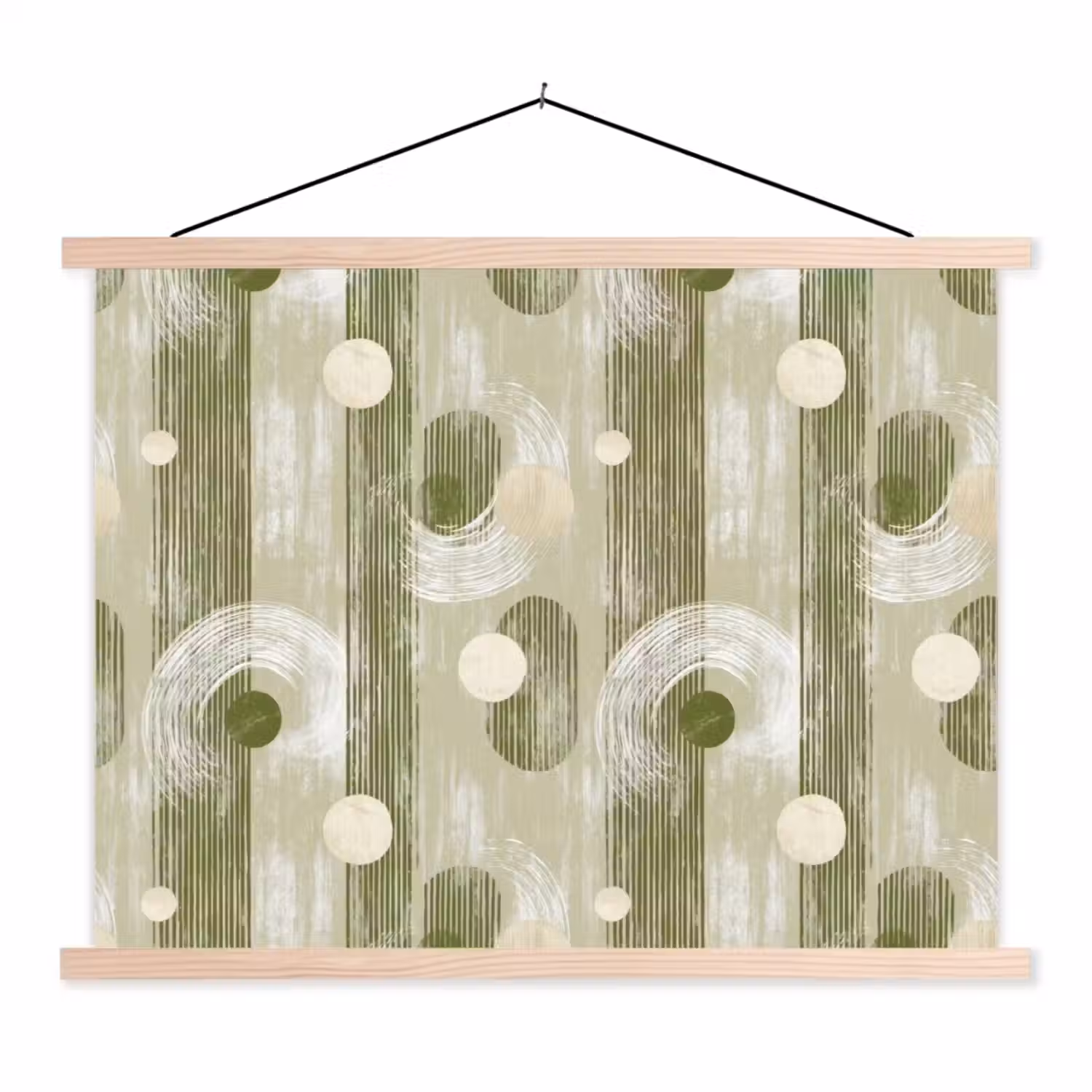 Artistiek - Modern - Groen textielposter latten blank klein 122 -3d