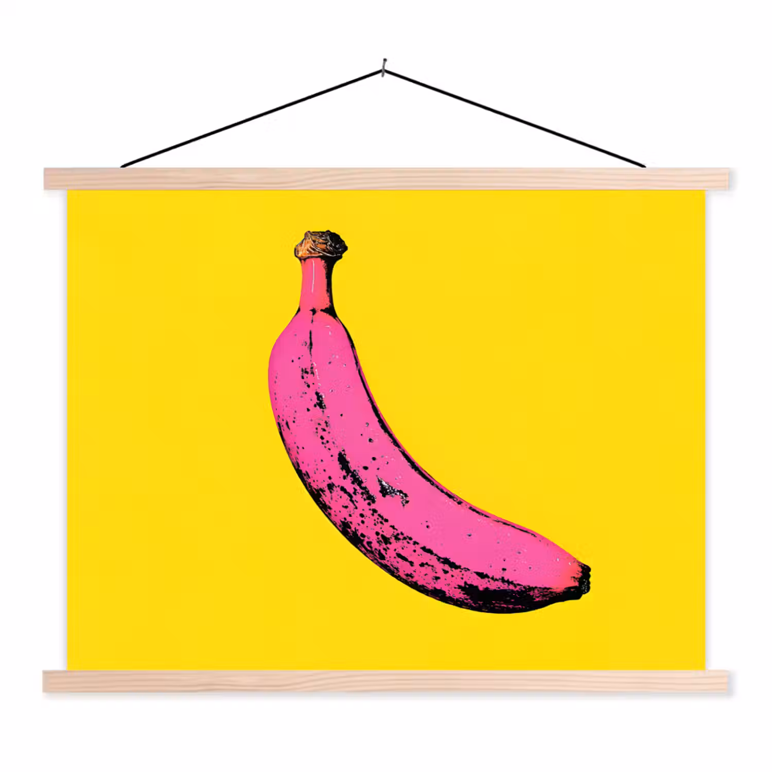 Banaan - Grafisch - Geel textielposter latten blank klein -3d