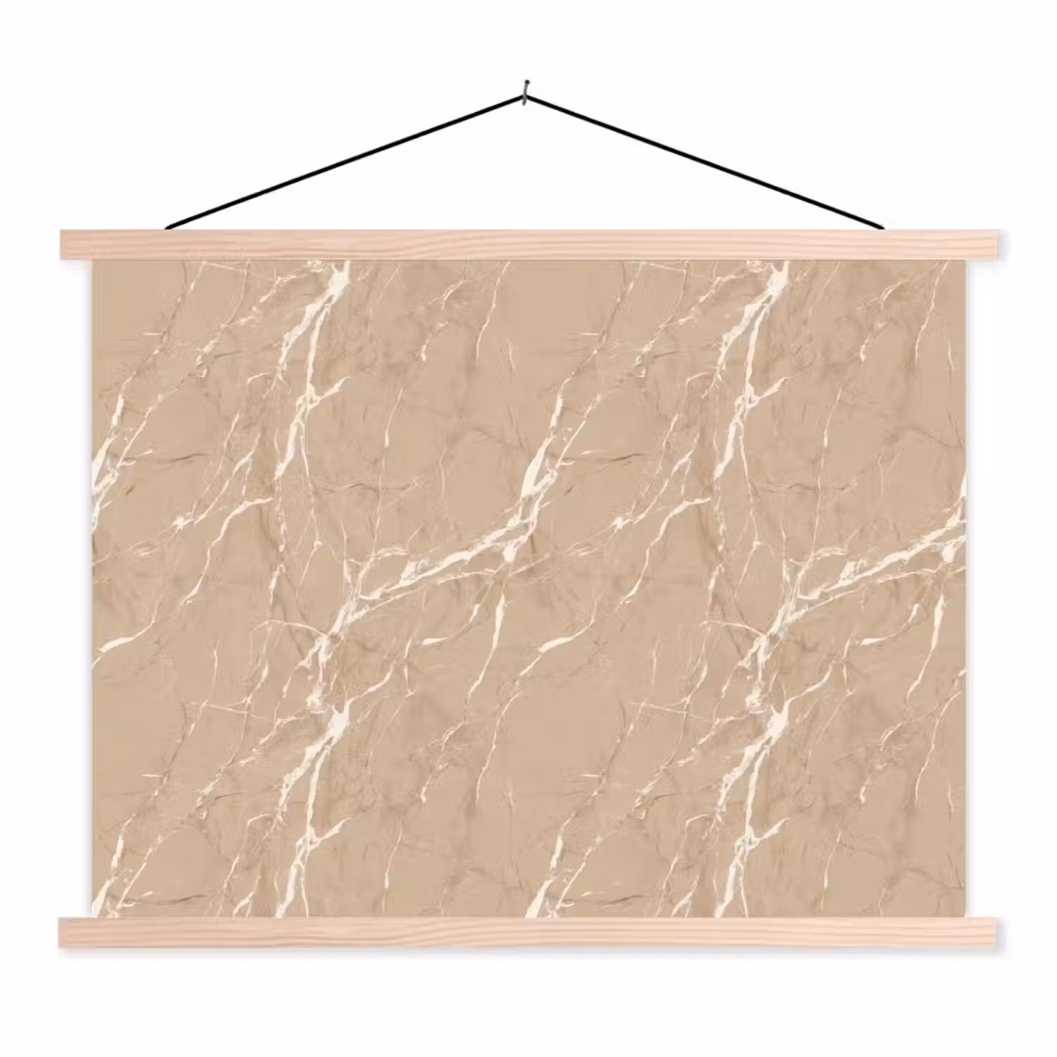Beige - Marmer - Organisch - Wit textielposter latten blank klein 122 -3d