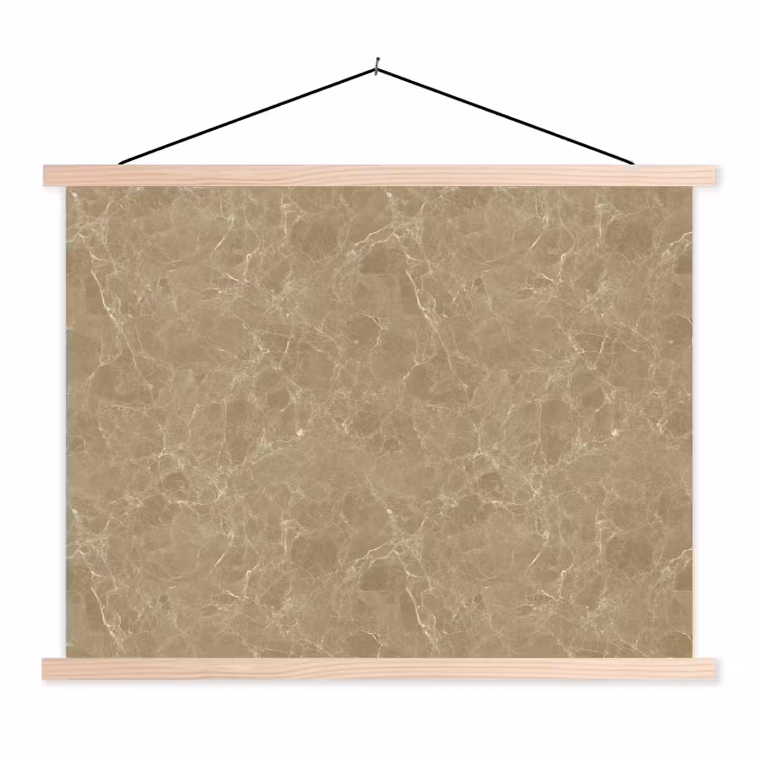 Beige - Marmer - Witte aders textielposter latten blank klein 122 -3d