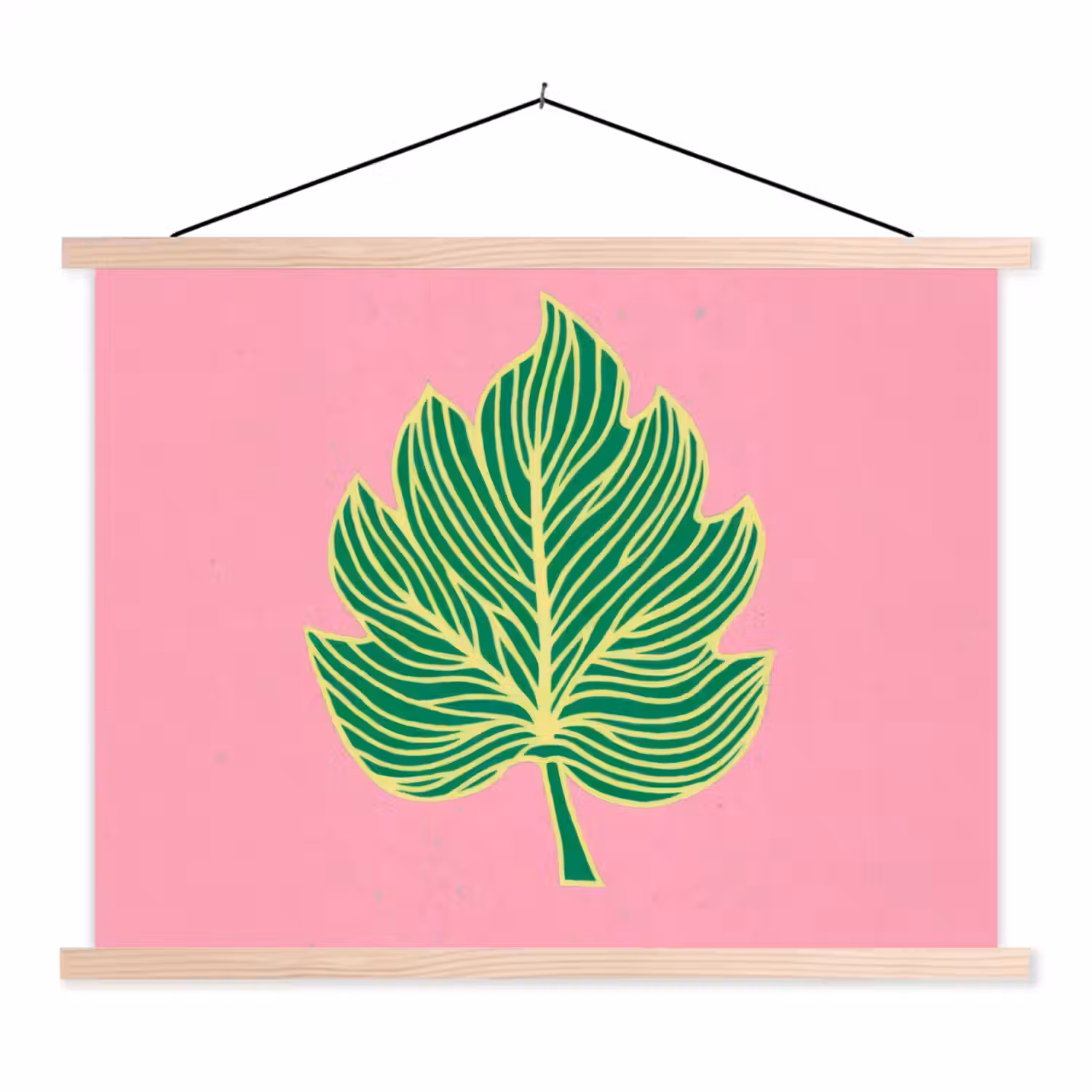 Blad - Groen - Illustratie - Minimalistisch textielposter latten blank klein -3d