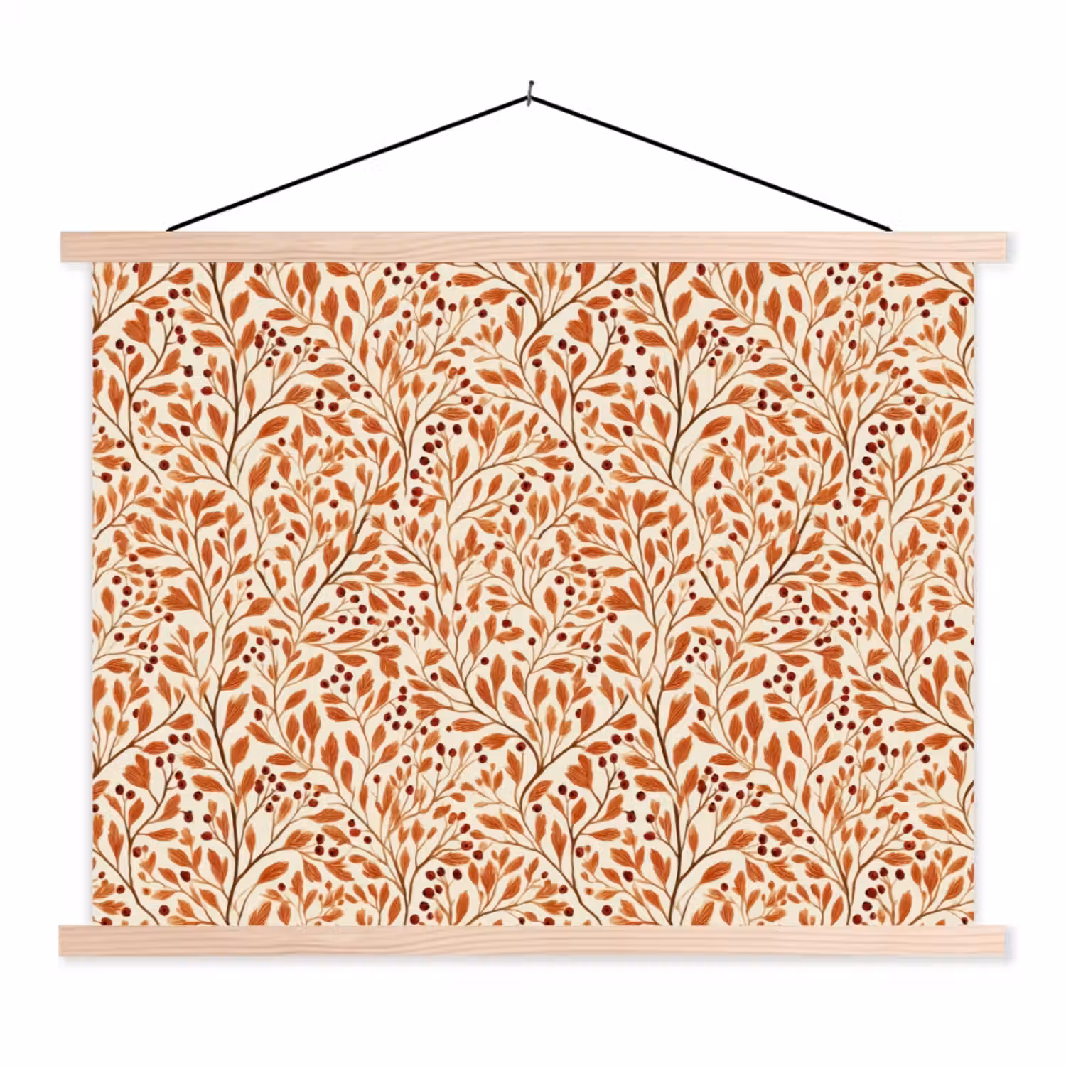 Bladeren - Botanisch - Terracotta textielposter latten blank klein 122 -3d